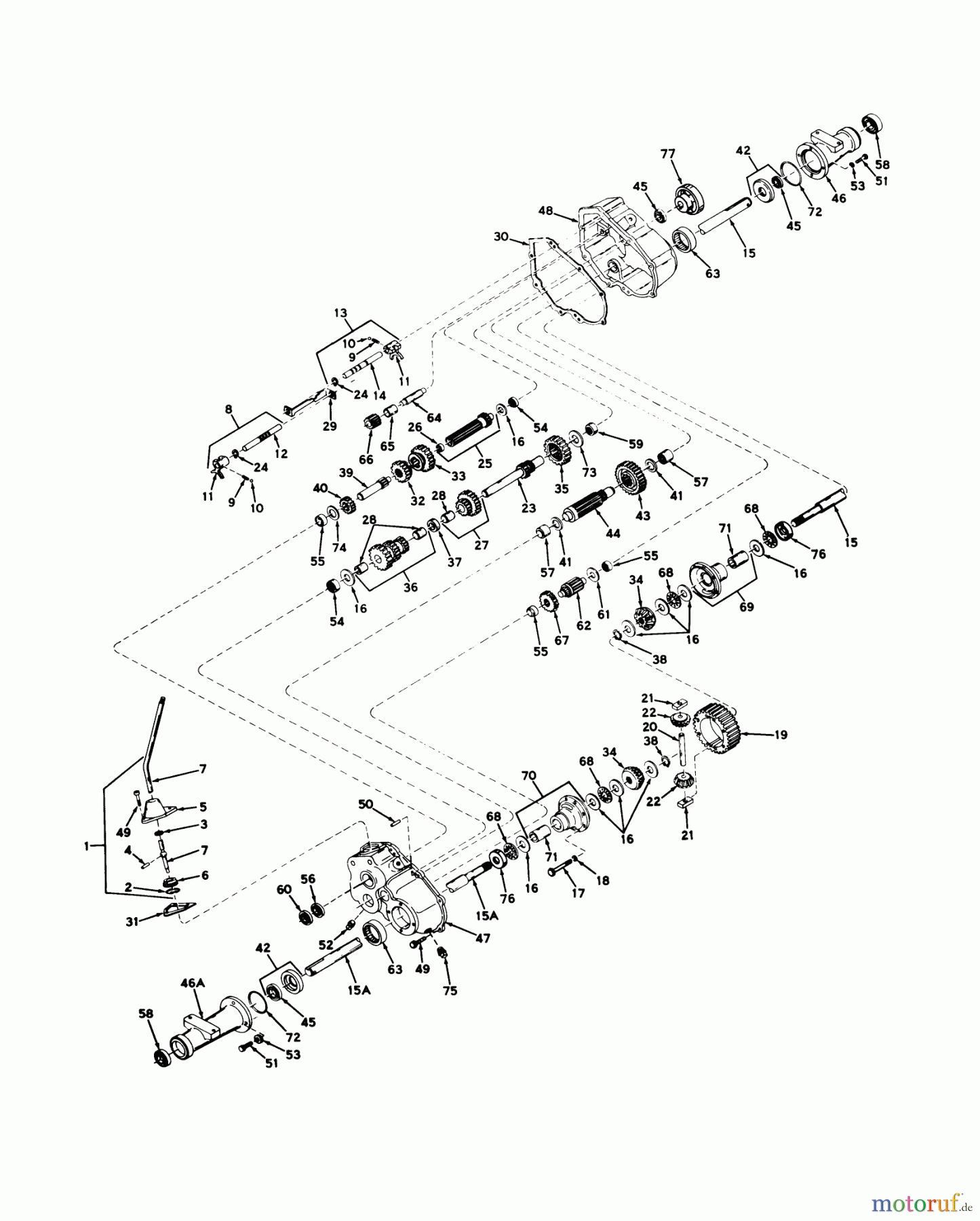  Toro Neu Mowers, Lawn & Garden Tractor Seite 1 55302 (950) - Toro 950 Suburban Lawn Tractor, 1971 (1000001-1999999) TRANSAXLE ASSEMBLY PARTS LIST