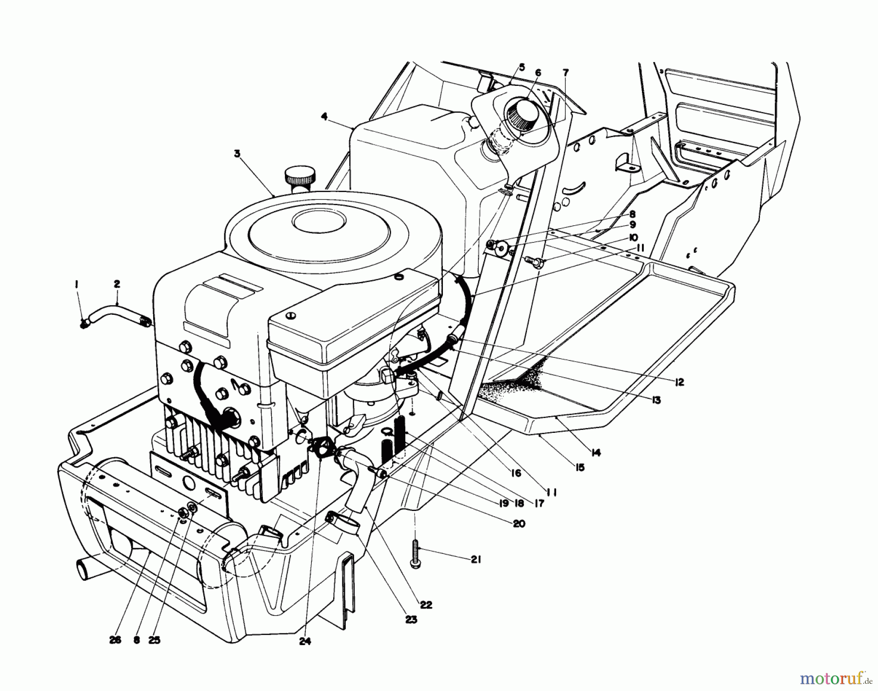  Toro Neu Mowers, Lawn & Garden Tractor Seite 1 57360 (11-32) - Toro 11-32 Lawn Tractor, 1978 (8000001-8999999) ENGINE ASSEMBLY MODEL 57300
