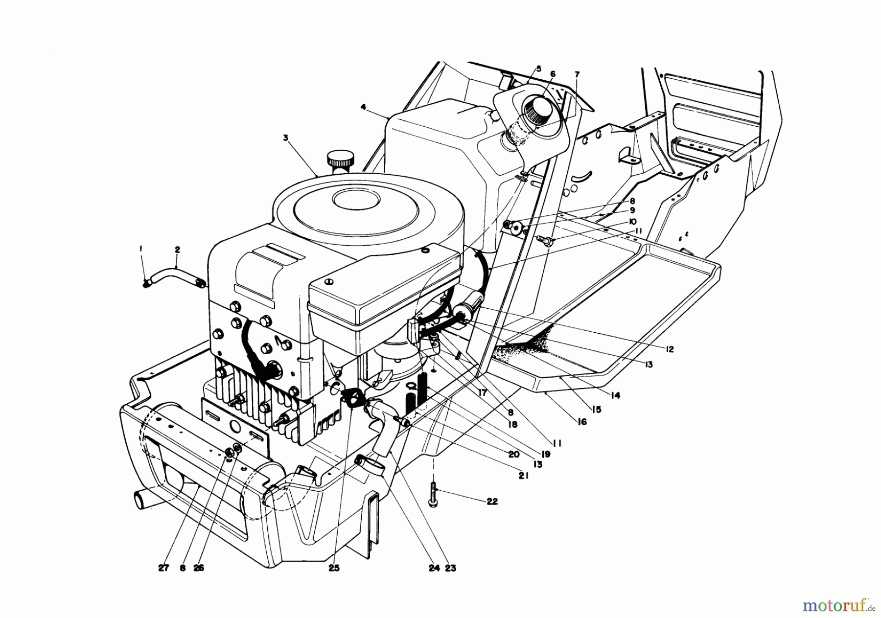 Toro Neu Mowers, Lawn & Garden Tractor Seite 1 57360 (11-32) - Toro 11-32 Lawn Tractor, 1979 (9000001-9999999) ENGINE ASSEMBLY MODEL 57360