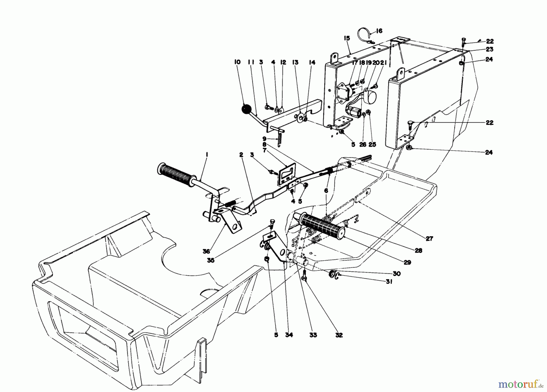Toro Neu Mowers, Lawn & Garden Tractor Seite 1 57360 (11-32) - Toro 11-32 Lawn Tractor, 1980 (0000001-0999999) BRAKE & CLUTCH PEDAL ASSEMBLY