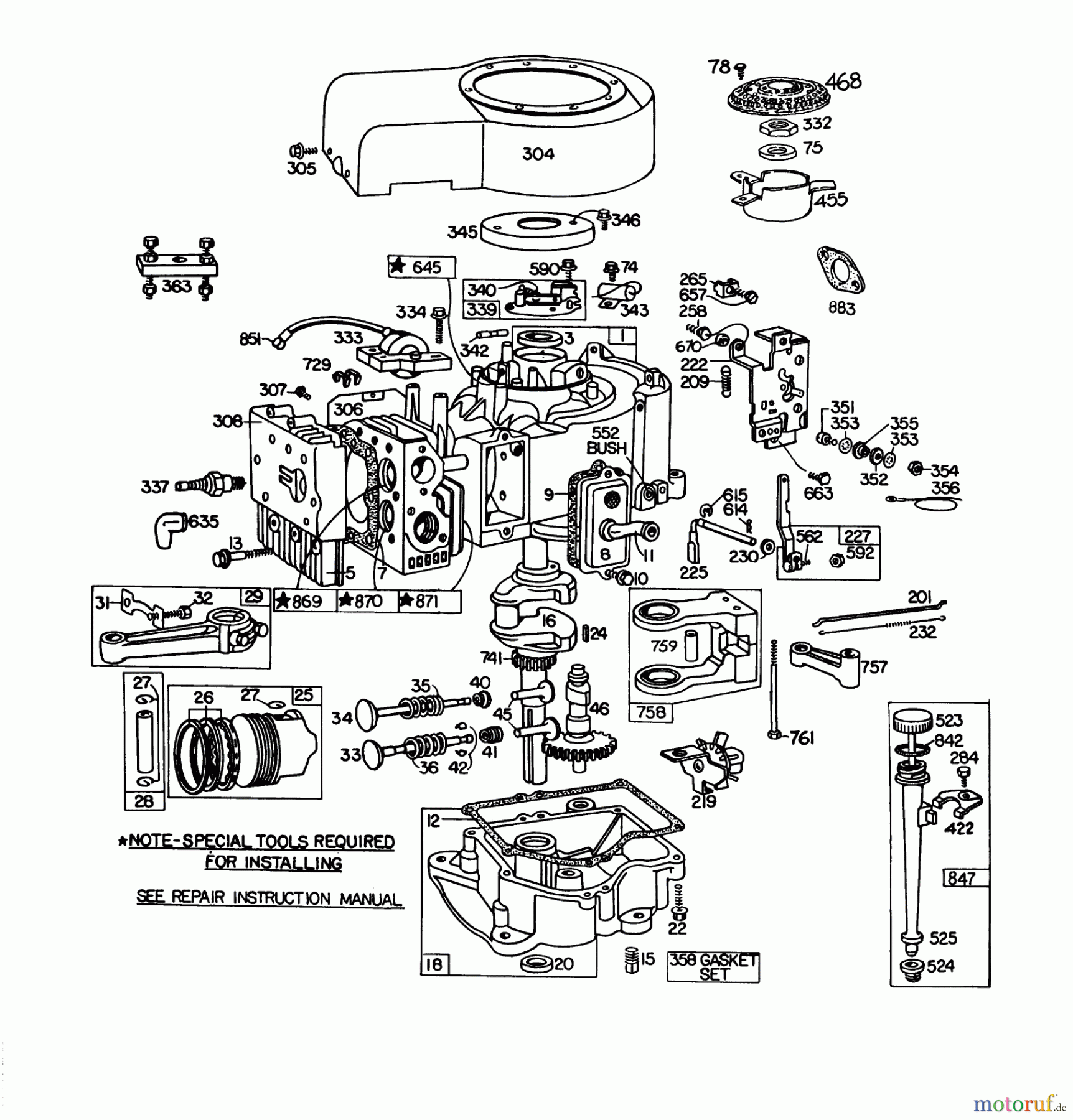Toro Neu Mowers, Lawn & Garden Tractor Seite 1 57360 (11-32) - Toro 11-32 Lawn Tractor, 1980 (0000001-0999999) ENGINE BRIGGS & STRATTON MODEL 252707-0177-01 (MODEL 57360) #1