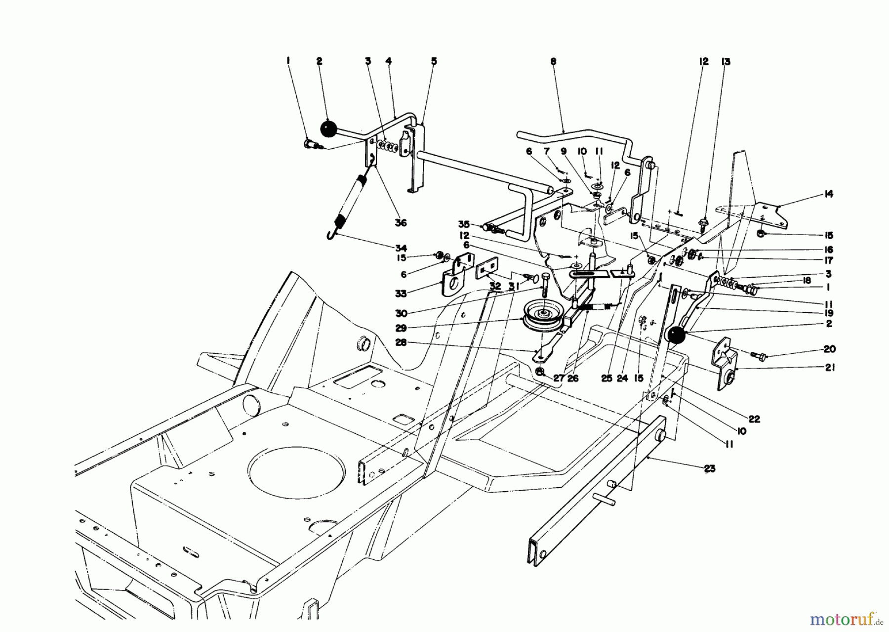 Toro Neu Mowers, Lawn & Garden Tractor Seite 1 57360 (11-32) - Toro 11-32 Lawn Tractor, 1980 (0000001-0999999) SHIFT & CLUTCH ASSEMBLY