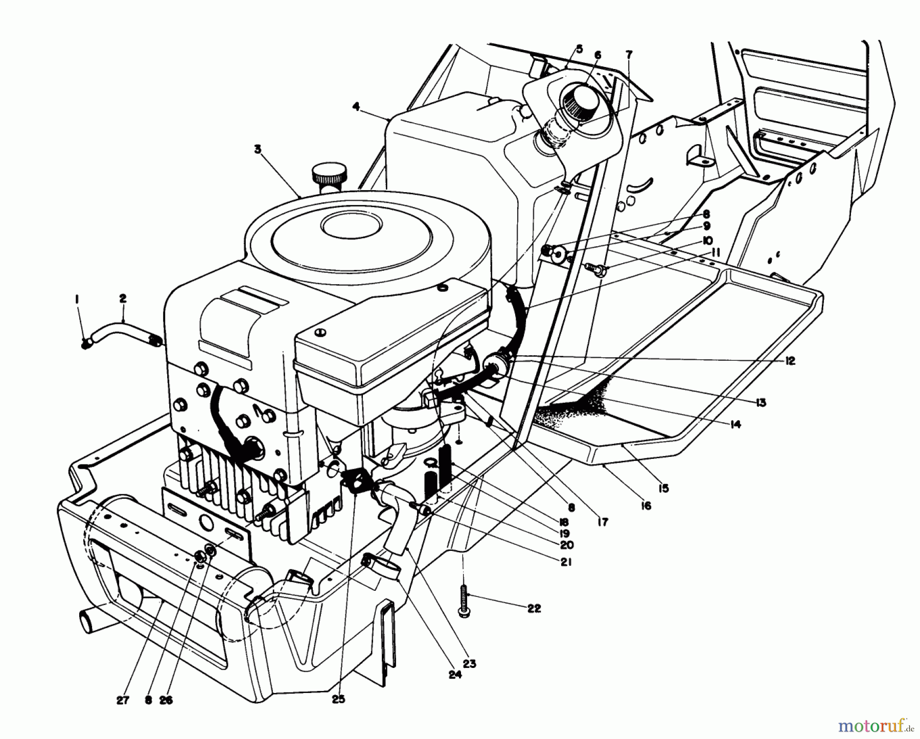  Toro Neu Mowers, Lawn & Garden Tractor Seite 1 57360 (11-32) - Toro 11-32 Lawn Tractor, 1981 (1000001-1999999) ENGINE ASSEMBLY MODEL 57300