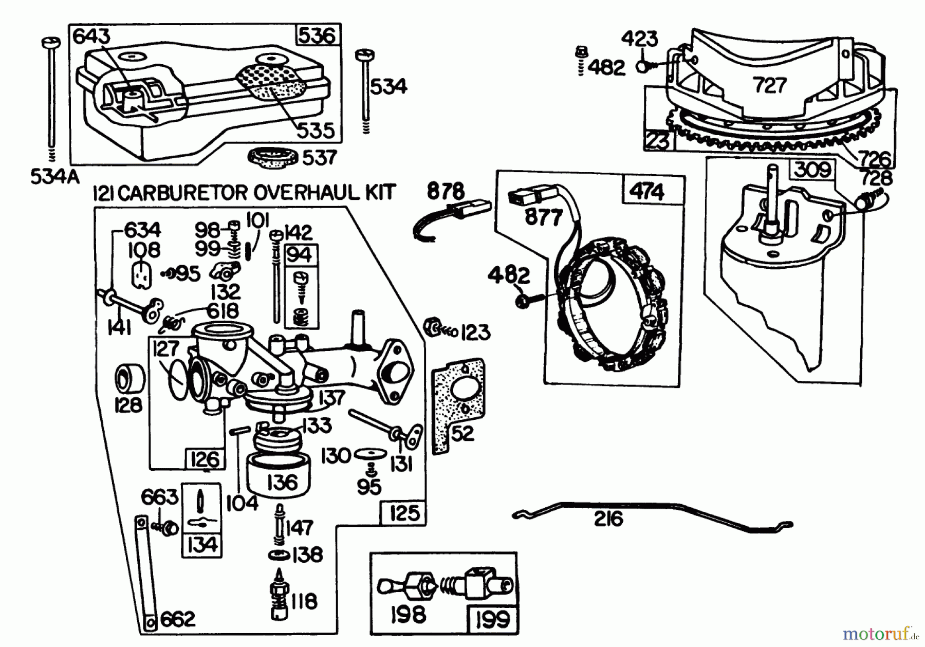 Toro Neu Mowers, Lawn & Garden Tractor Seite 1 57360 (11-32) - Toro 11-32 Lawn Tractor, 1981 (1000001-1999999) ENGINE BRIGGS & STRATTON MODEL 252707-0223-01, ENGINE BRIGGS & STRATTON 252707-0177-01 (MODEL 57360)