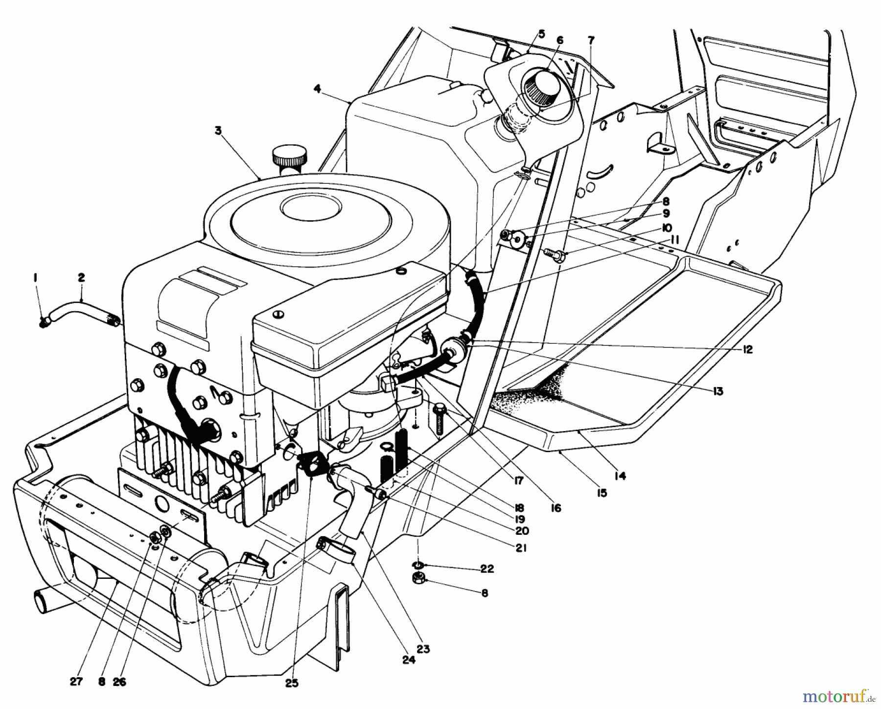 Toro Neu Mowers, Lawn & Garden Tractor Seite 1 57300 (8-32) - Toro 8-32 Front Engine Rider, 1983 (3000001-3999999) ENGINE ASSEMBLY MODEL 57300