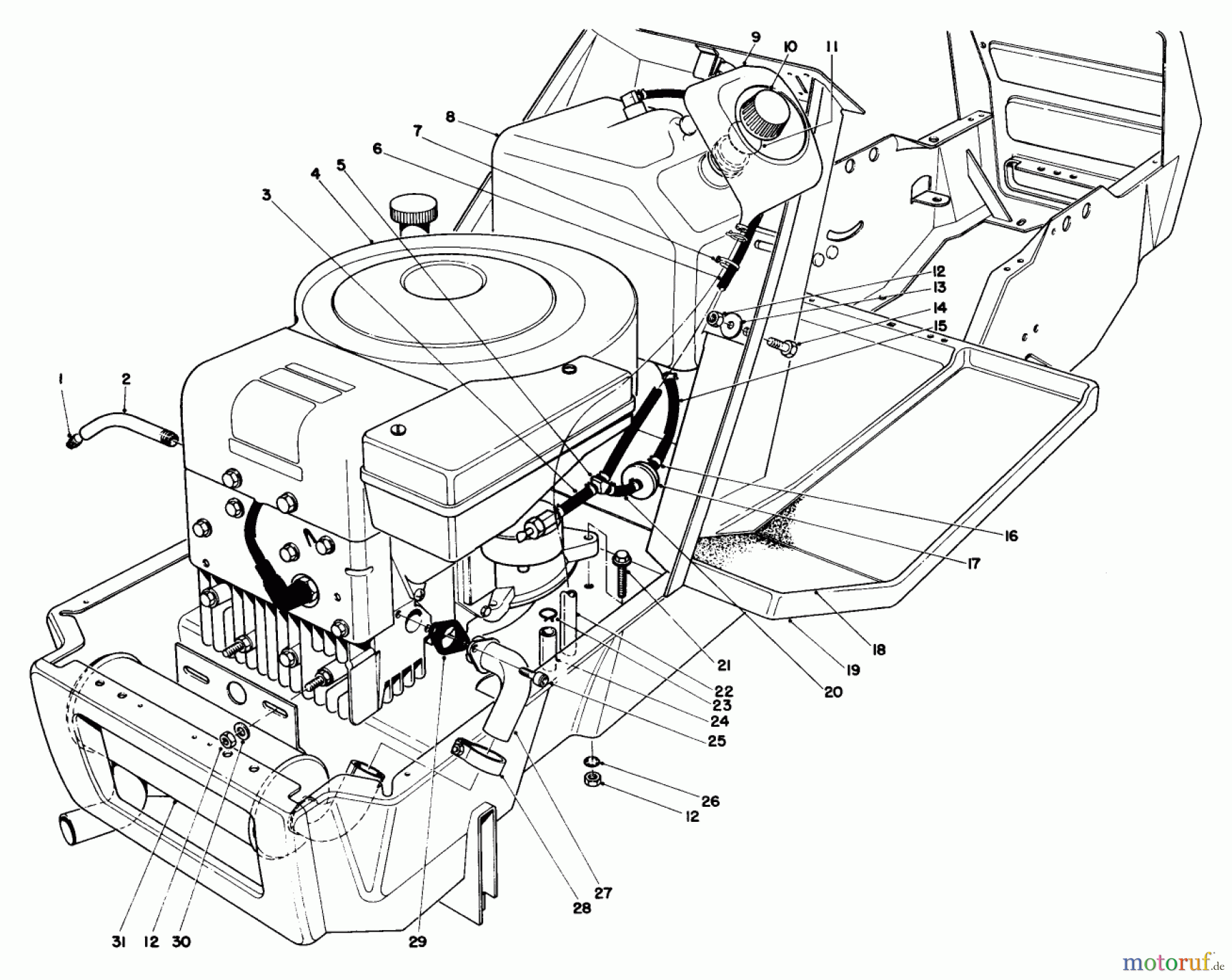 Toro Neu Mowers, Lawn & Garden Tractor Seite 1 57300 (8-32) - Toro 8-32 Front Engine Rider, 1983 (3000001-3999999) ENGINE ASSEMBLY MODEL 57360