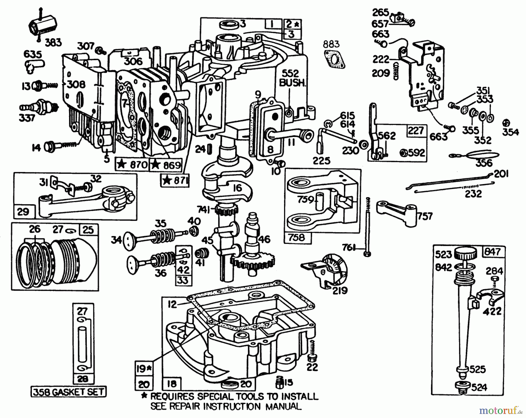 Toro Neu Mowers, Lawn & Garden Tractor Seite 1 57300 (8-32) - Toro 8-32 Front Engine Rider, 1983 (3000001-3999999) ENGINE BRIGGS & STRATTON MODEL 191707-5816-01 (MODEL 57300)