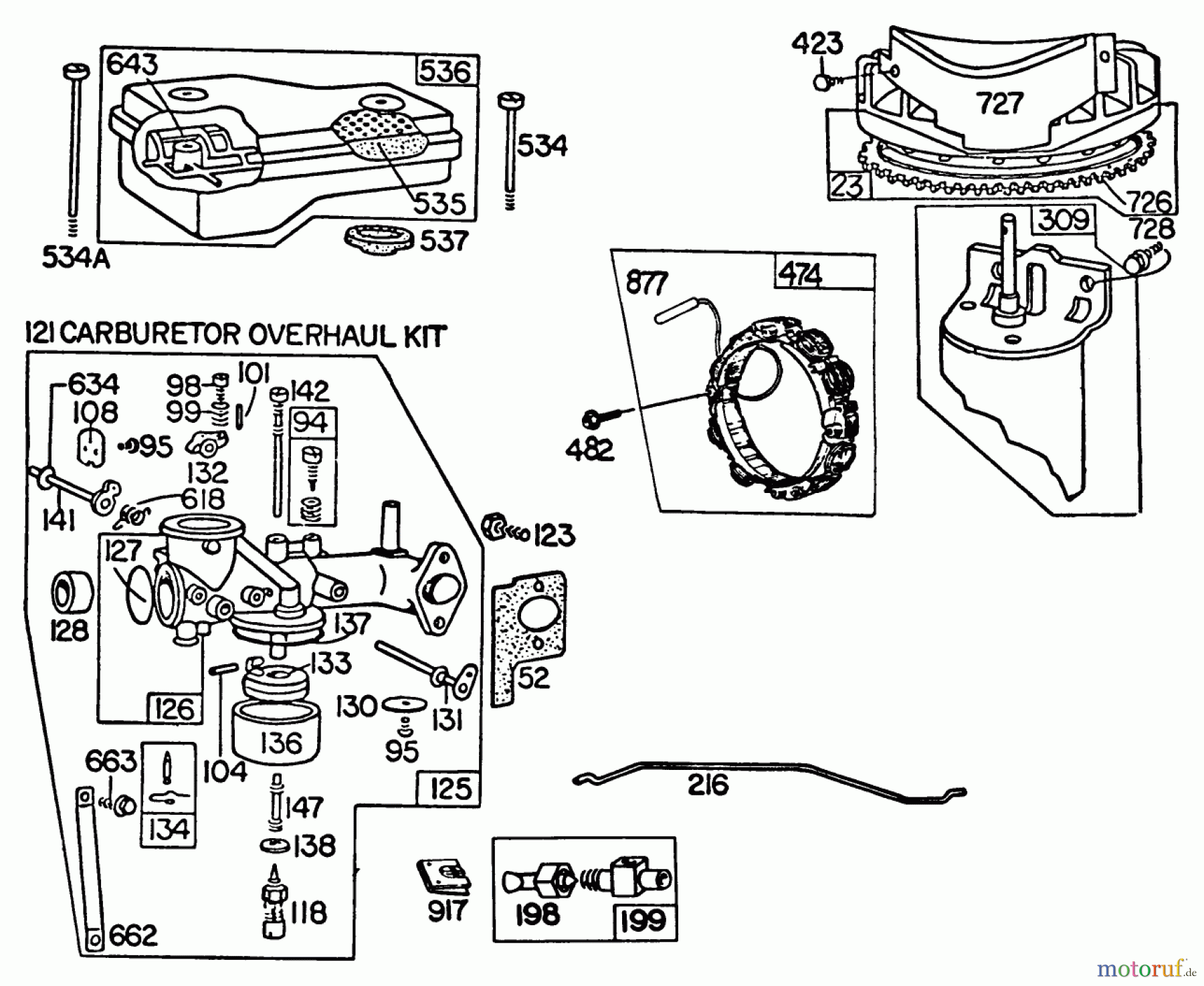 Toro Neu Mowers, Lawn & Garden Tractor Seite 1 57360 (11-32) - Toro 11-32 Lawn Tractor, 1983 (3000001-3999999) ENGINE BRIGGS & STRATTON MODEL 252707-0230-01 (MODEL 57360) #1