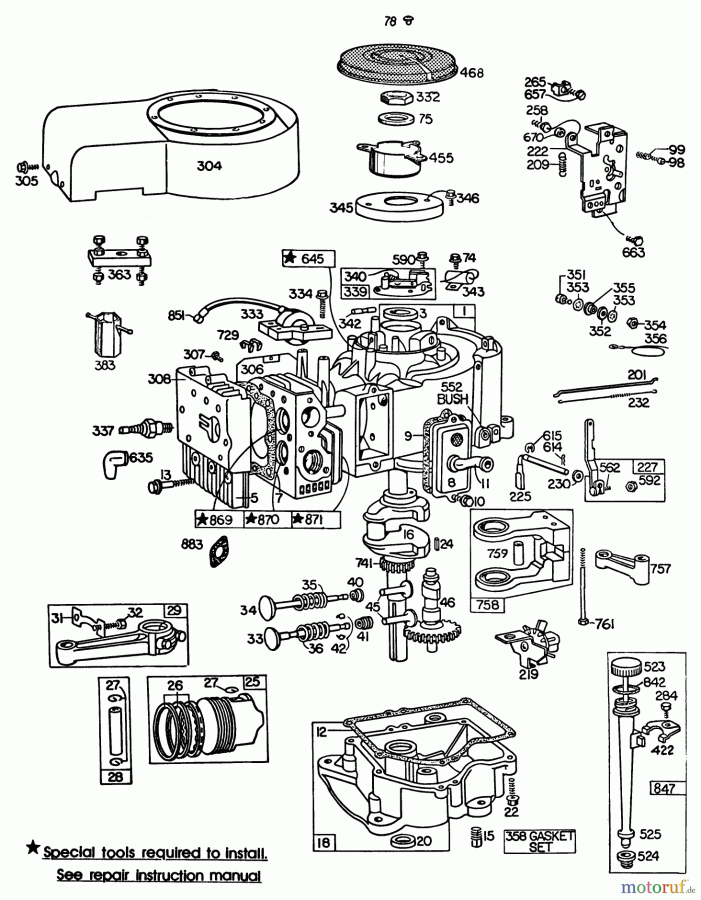 Toro Neu Mowers, Lawn & Garden Tractor Seite 1 57360 (11-32) - Toro 11-32 Lawn Tractor, 1983 (3000001-3999999) ENGINE BRIGGS & STRATTON MODEL 252707-0230-01 (MODEL 57360) #2