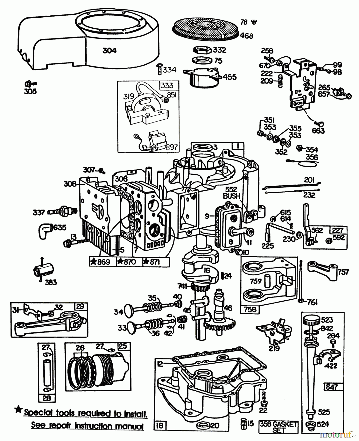 Toro Neu Mowers, Lawn & Garden Tractor Seite 1 57360 (11-32) - Toro 11-32 Lawn Tractor, 1983 (3000001-3999999) ENGINE BRIGGS & STRATTON MODEL 252707-0637-01 (MODEL 57360) #2