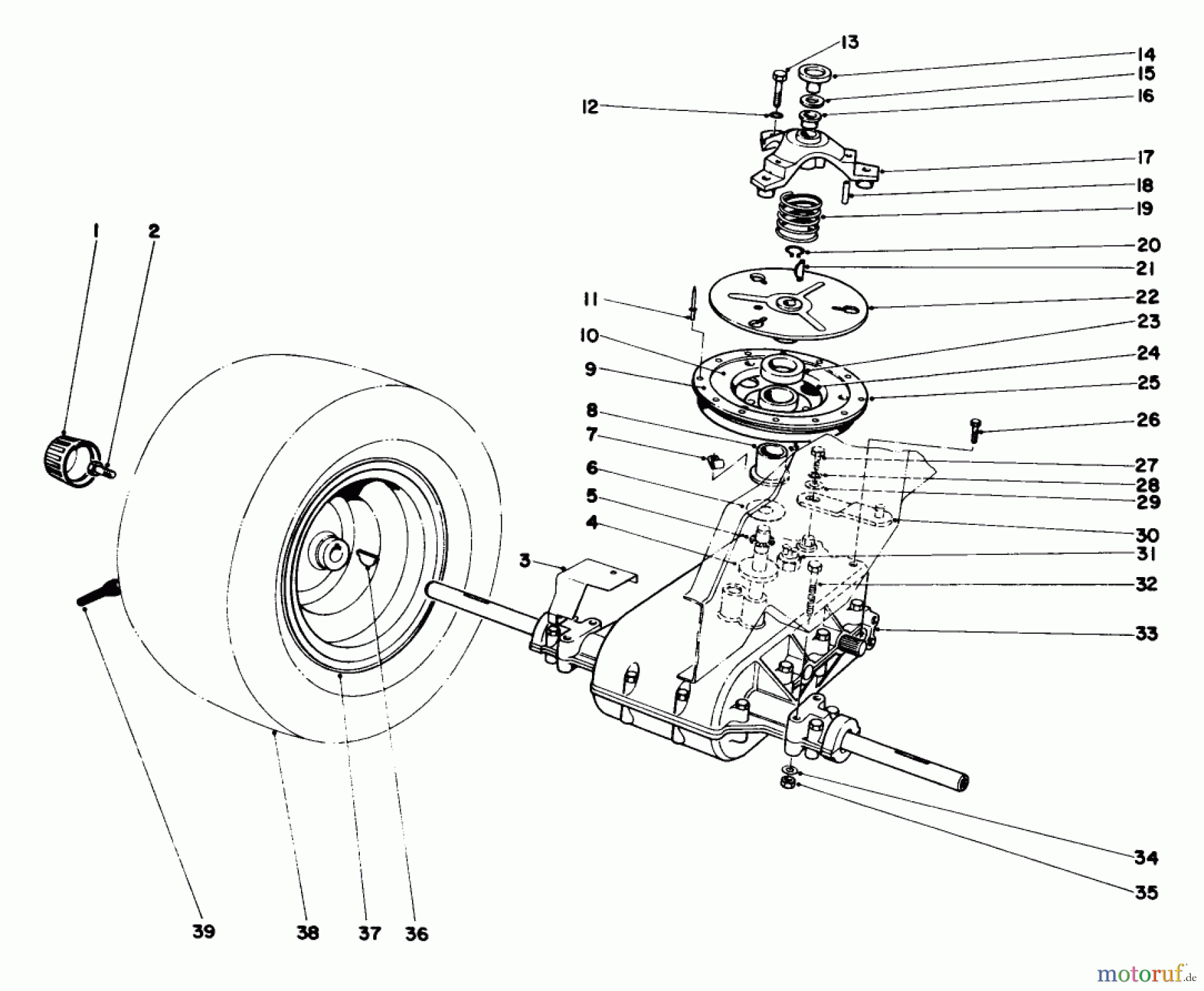Toro Neu Mowers, Lawn & Garden Tractor Seite 1 57360 (11-32) - Toro 11-32 Lawn Tractor, 1983 (3000001-3999999) TRANSAXLE & CLUTCH ASSEMBLY