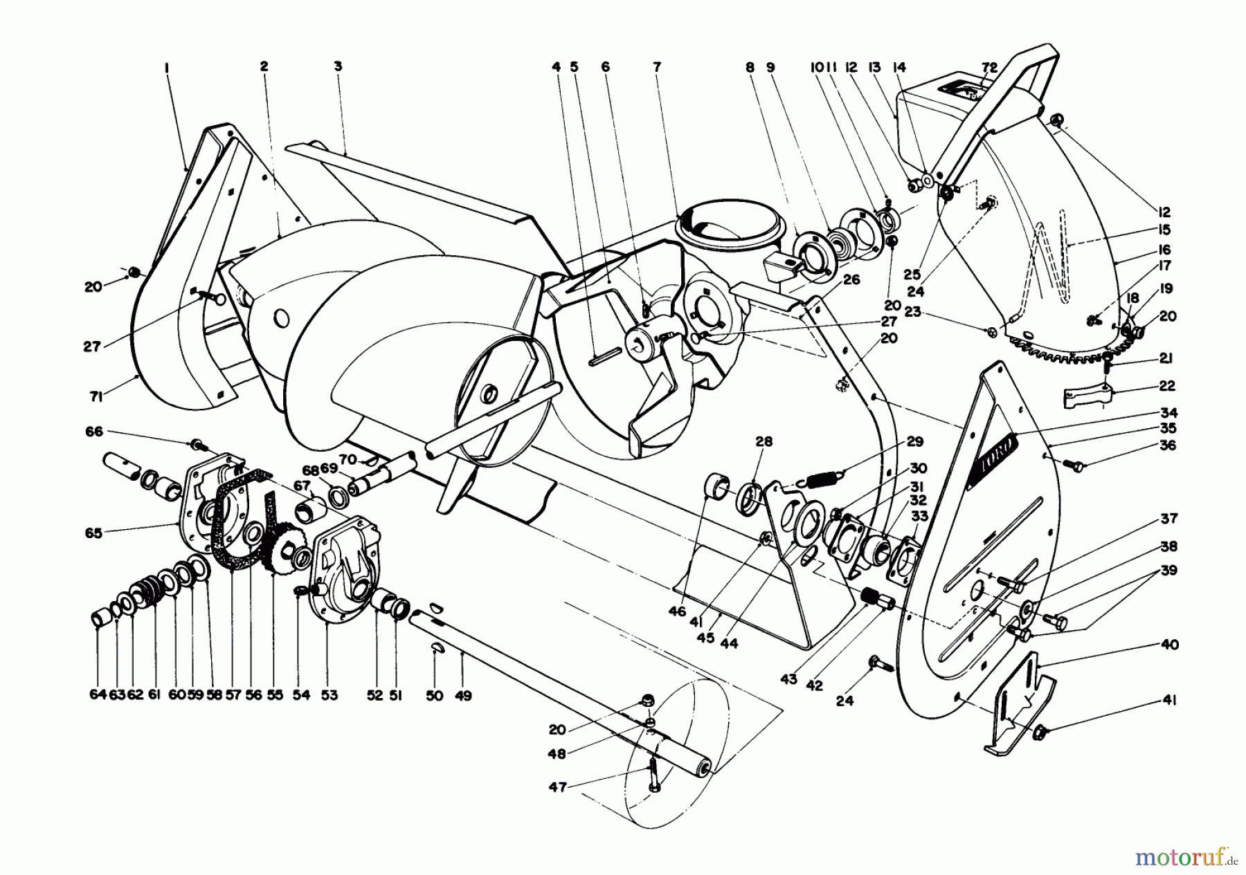 Toro Neu Mowers, Lawn & Garden Tractor Seite 1 57300 (8-32) - Toro 8-32 Front Engine Rider, 1985 (5000001-5999999) AUGER ASSEMBLY 36