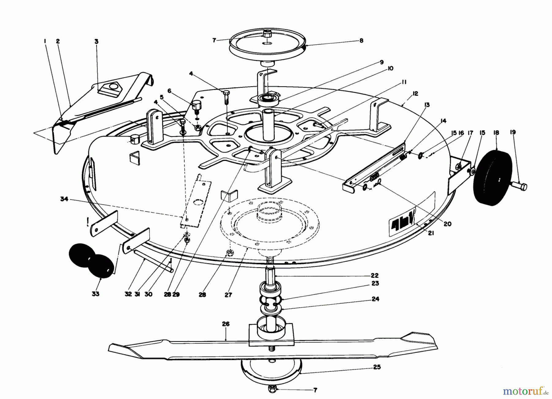 Toro Neu Mowers, Lawn & Garden Tractor Seite 1 57300 (8-32) - Toro 8-32 Front Engine Rider, 1985 (5000001-5999999) CUTTING DECK MODEL 59130