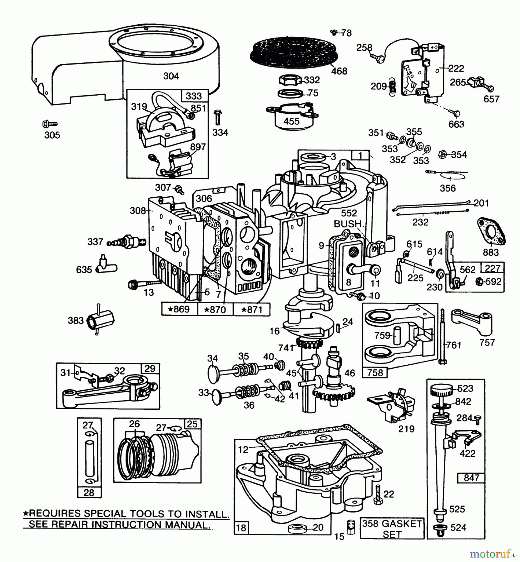 Toro Neu Mowers, Lawn & Garden Tractor Seite 1 57300 (8-32) - Toro 8-32 Front Engine Rider, 1985 (5000001-5999999) ENGINE BRIGGS & STRATTON MODEL 253707-0157-01 (MODEL 57360) #1
