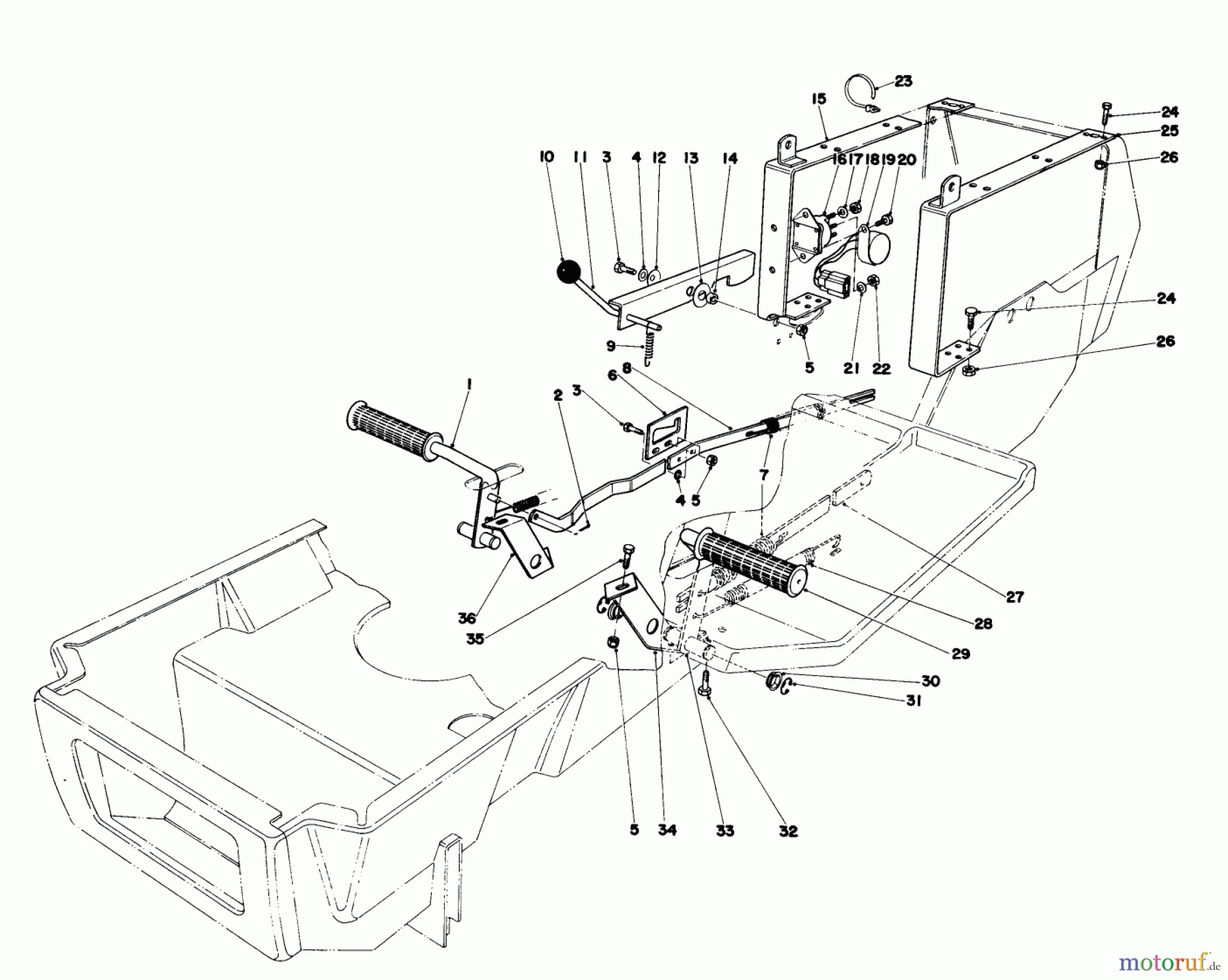 Toro Neu Mowers, Lawn & Garden Tractor Seite 1 57356 (11-42) - Toro 11-42 Lawn Tractor, 1979 (9000001-9999999) BRAKE & CLUTCH PEDAL ASSEMBLY