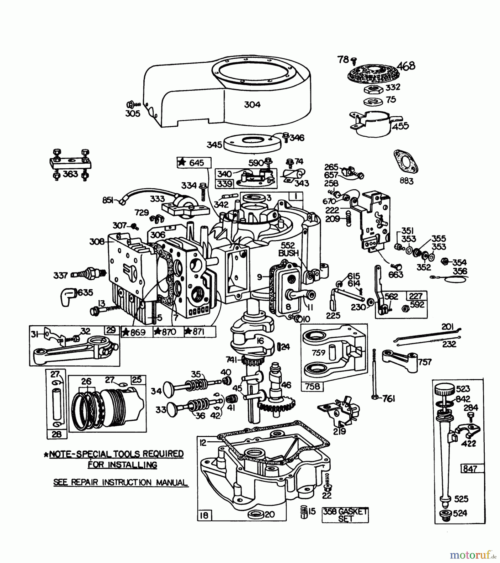 Toro Neu Mowers, Lawn & Garden Tractor Seite 1 57356 (11-42) - Toro 11-42 Lawn Tractor, 1979 (9000001-9999999) ENGINE BRIGGS & STRATTON MODEL 252707-0177-01 #1