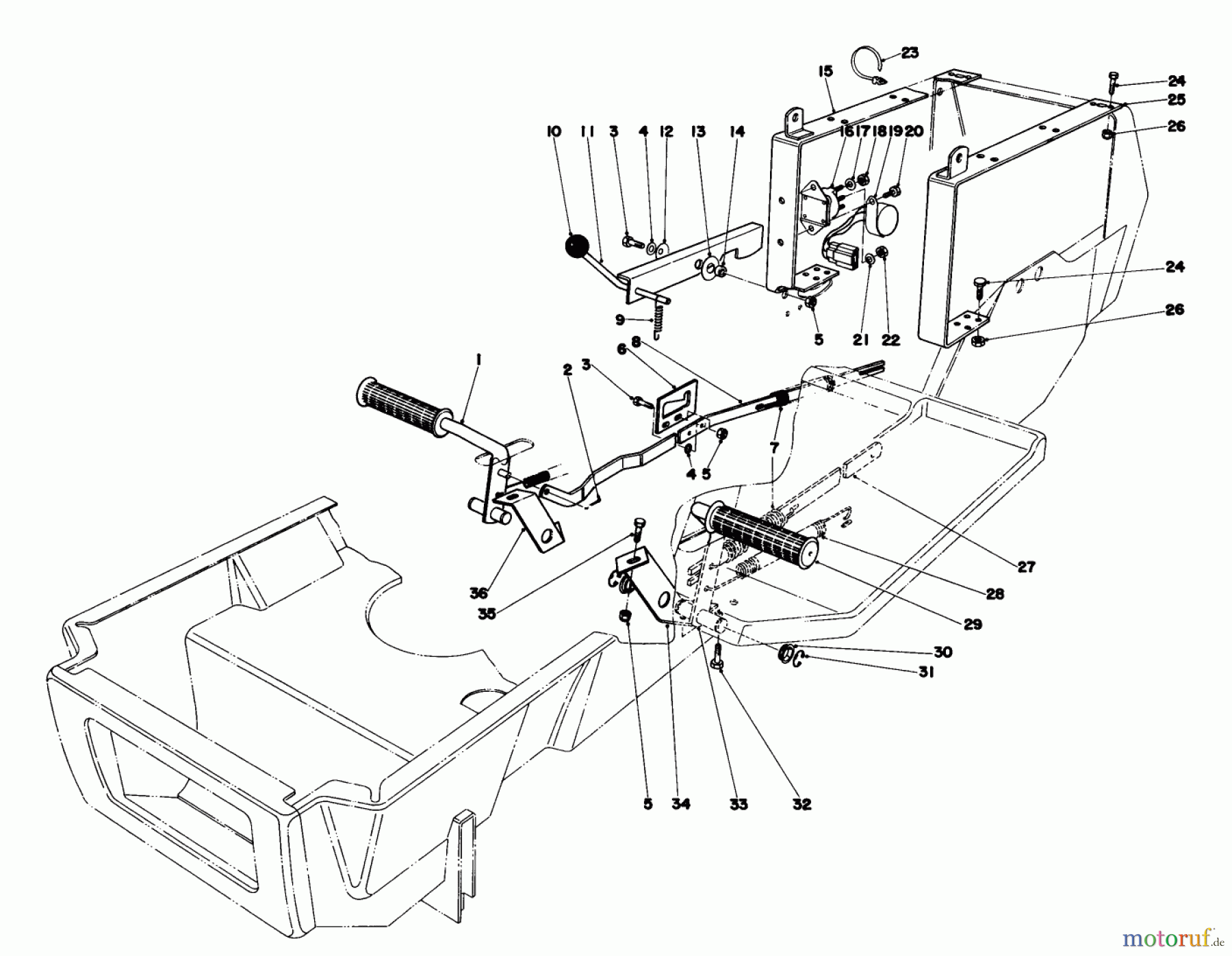  Toro Neu Mowers, Lawn & Garden Tractor Seite 1 57356 (11-42) - Toro 11-42 Lawn Tractor, 1980 (0000001-0999999) BRAKE & CLUTCH PEDAL ASSEMBLY