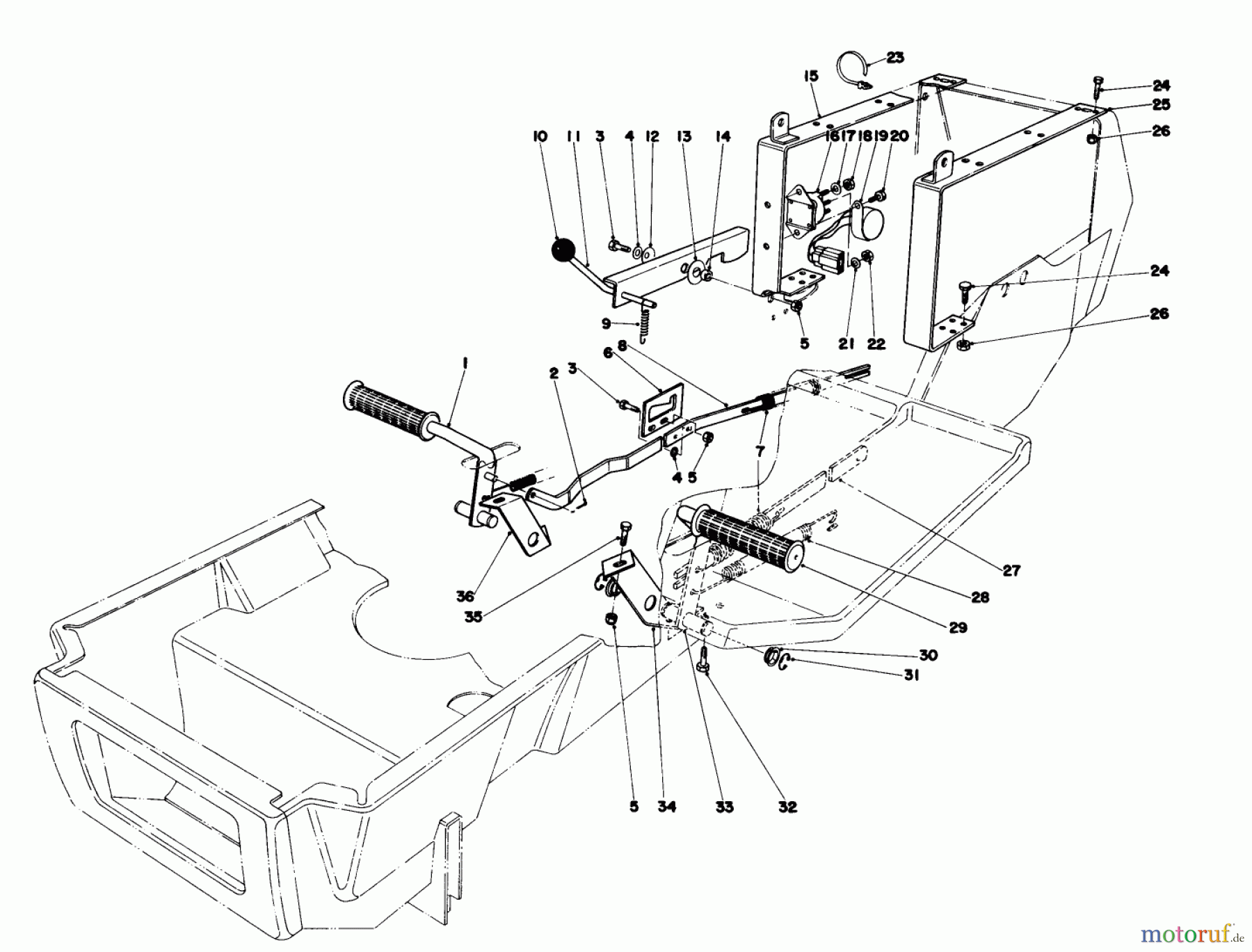 Toro Neu Mowers, Lawn & Garden Tractor Seite 1 57356 (11-42) - Toro 11-42 Lawn Tractor, 1981 (1000001-1999999) BRAKE & CLUTCH PEDAL ASSEMBLY