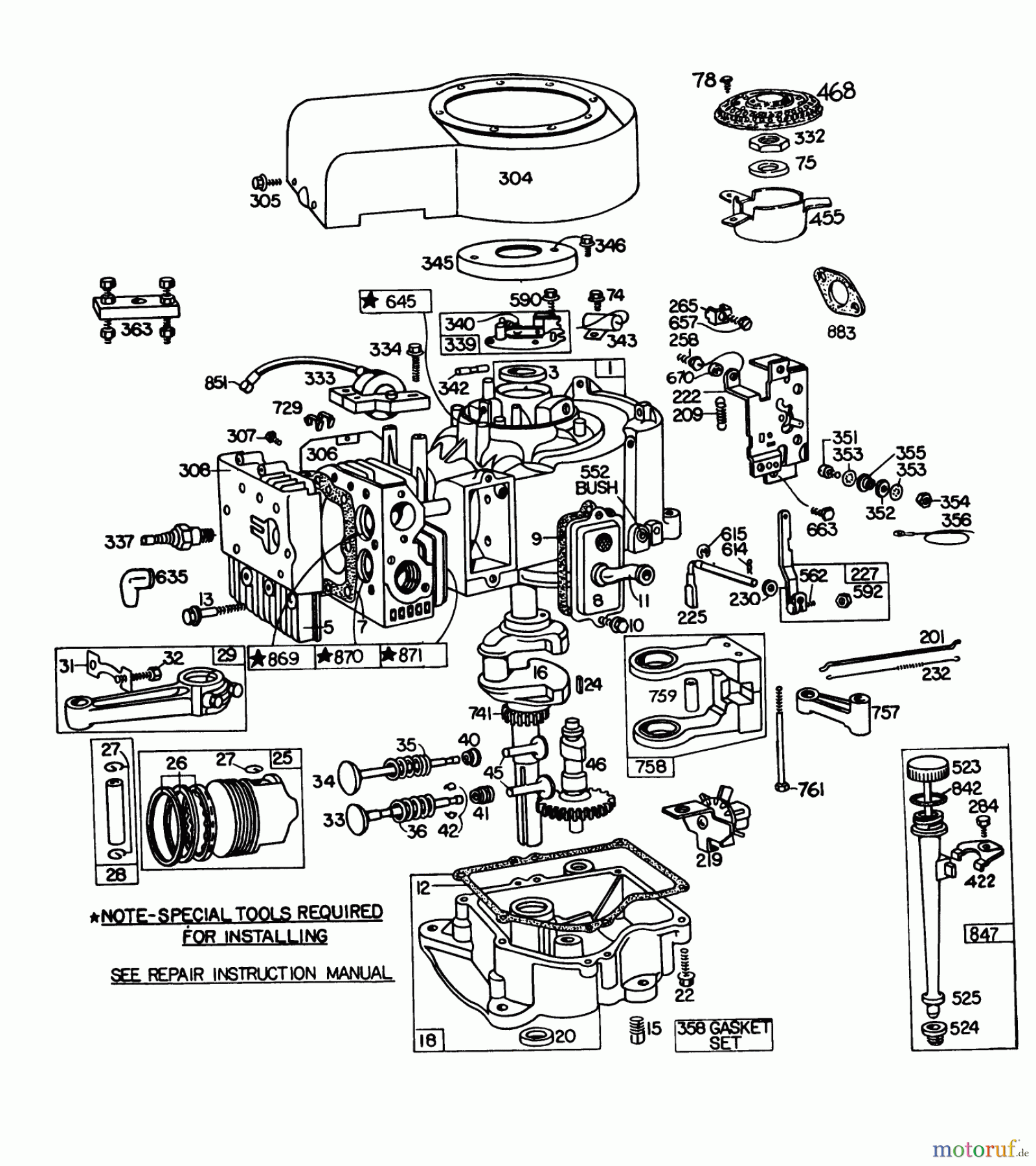 Toro Neu Mowers, Lawn & Garden Tractor Seite 1 57356 (11-42) - Toro 11-42 Lawn Tractor, 1981 (1000001-1999999) BRIGGS & STRATTON ENGINE 252707-0223-01, BRIGGS & STRATTON 252707-0177-01