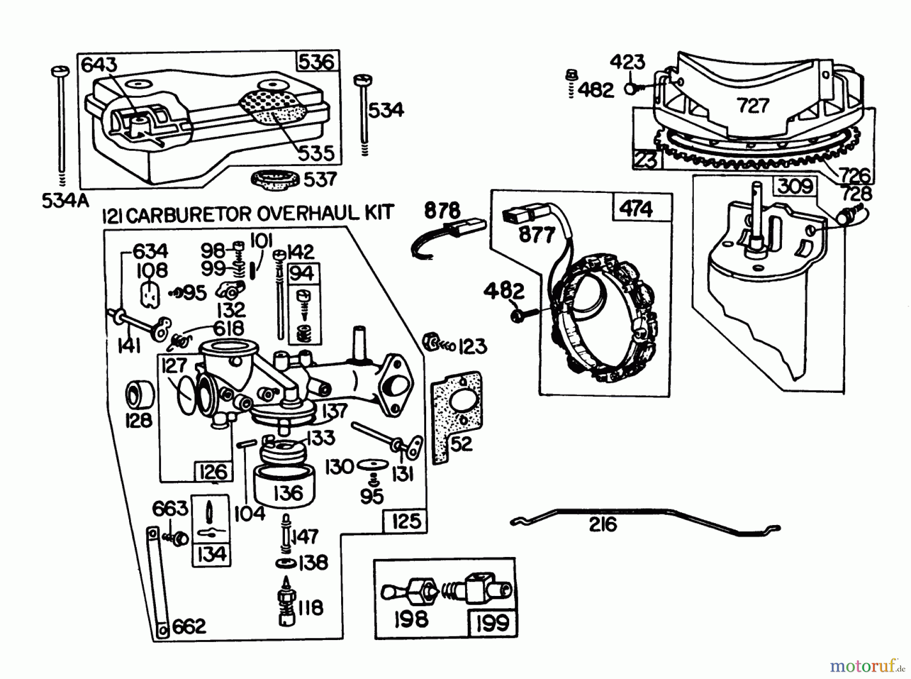 Toro Neu Mowers, Lawn & Garden Tractor Seite 1 57356 (11-42) - Toro 11-42 Lawn Tractor, 1981 (1000001-1999999) BRIGGS & STRATTON ENGINE MODEL 252707-0223-01, BRIGGS & STRATTON MODEL 252707-0177-01