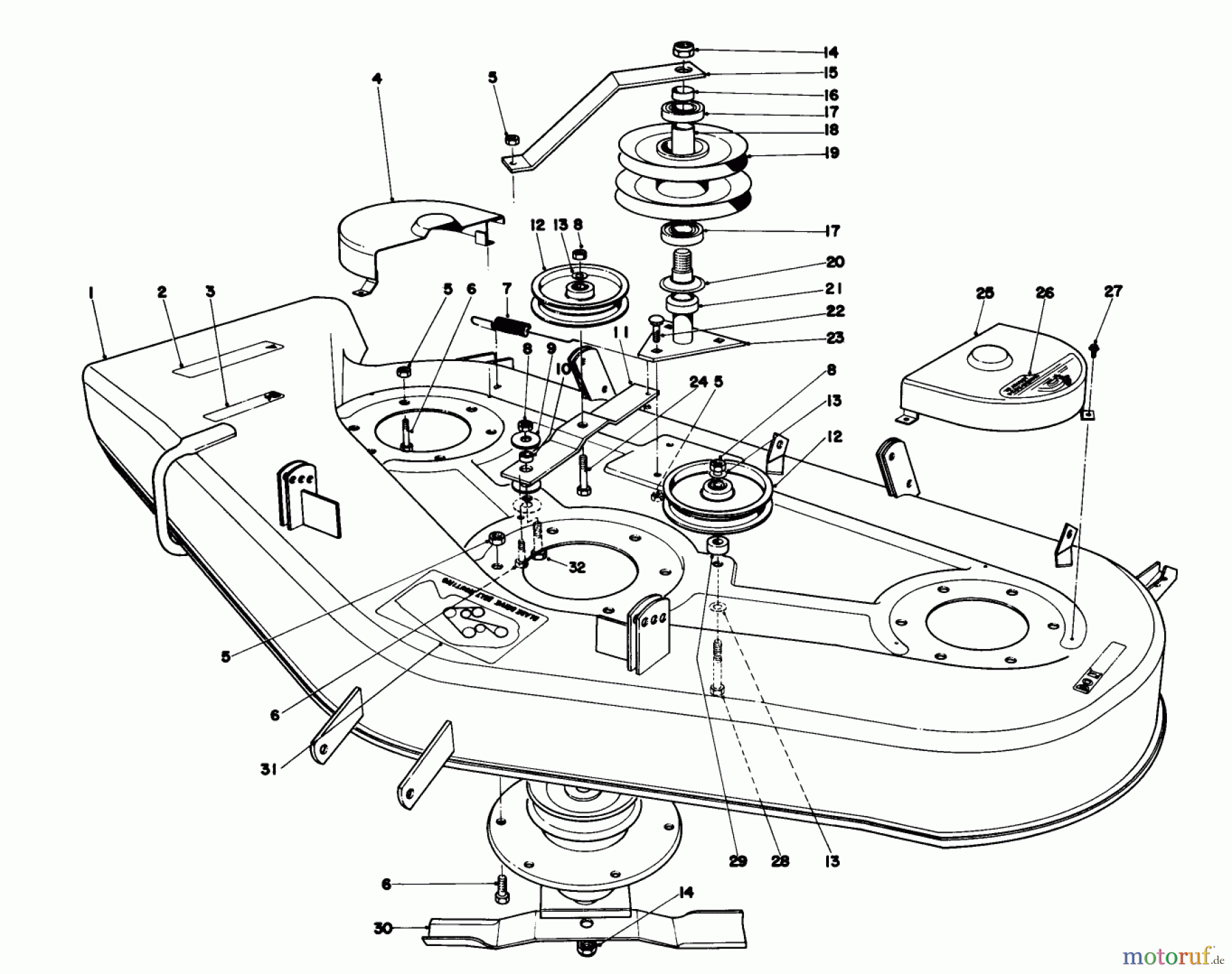 Toro Neu Mowers, Lawn & Garden Tractor Seite 1 57356 (11-42) - Toro 11-42 Lawn Tractor, 1981 (1000001-1999999) CUTTING DECK