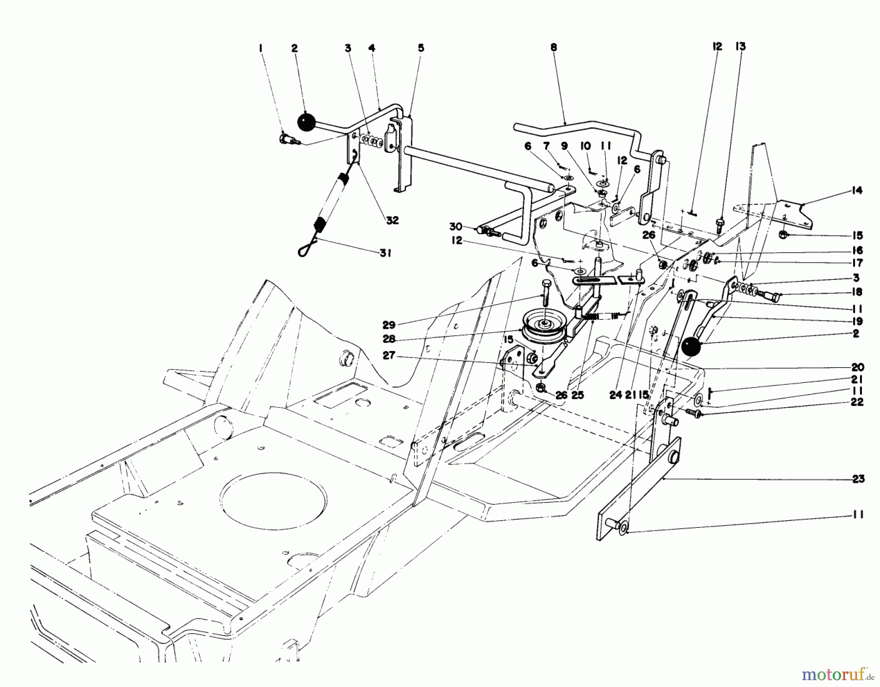 Toro Neu Mowers, Lawn & Garden Tractor Seite 1 57356 (11-42) - Toro 11-42 Lawn Tractor, 1981 (1000001-1999999) SHIFT & CLUTCH ASSEMBLY