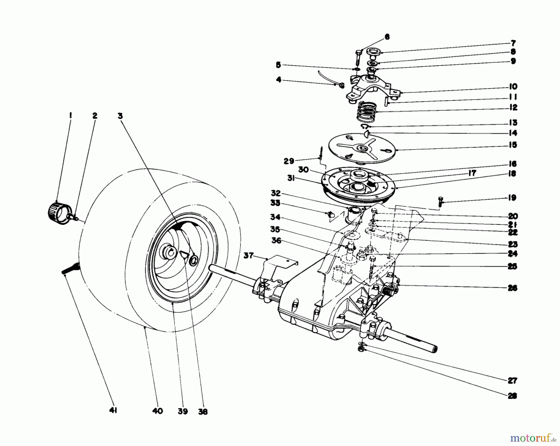 Toro Neu Mowers, Lawn & Garden Tractor Seite 1 57356 (11-42) - Toro 11-42 Lawn Tractor, 1981 (1000001-1999999) TRANSAXLE & CLUTCH ASSEMBLY