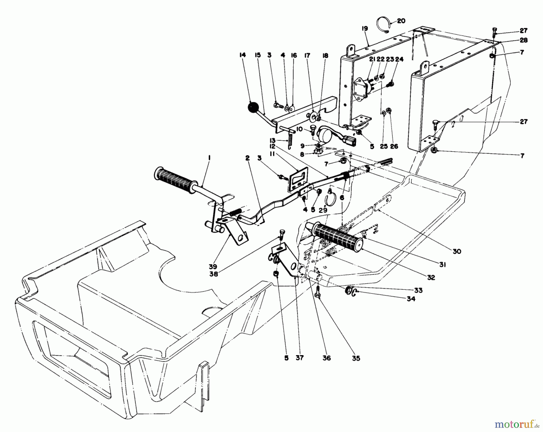 Toro Neu Mowers, Lawn & Garden Tractor Seite 1 57356 (11-42) - Toro 11-42 Lawn Tractor, 1982 (2000001-2999999) BRAKE & CLUTCH PEDAL ASSEMBLY