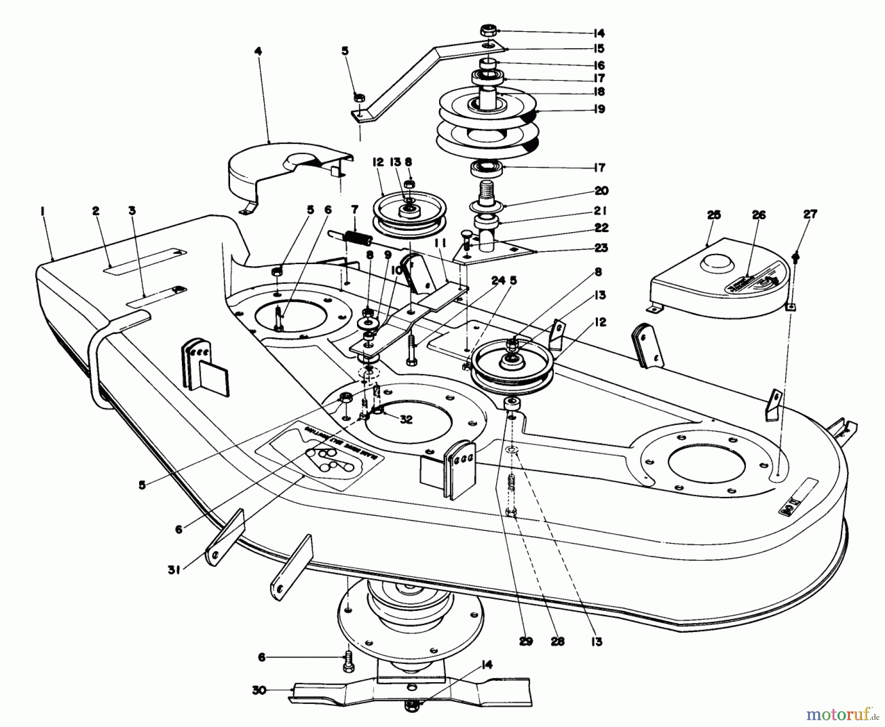 Toro Neu Mowers, Lawn & Garden Tractor Seite 1 57356 (11-42) - Toro 11-42 Lawn Tractor, 1982 (2000001-2999999) CUTTING DECK