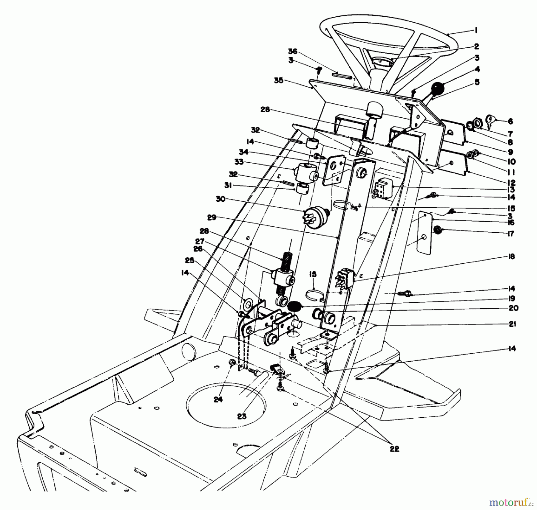 Toro Neu Mowers, Lawn & Garden Tractor Seite 1 57356 (11-42) - Toro 11-42 Lawn Tractor, 1982 (2000001-2999999) STEERING WHEEL & DASH ASSEMBLY