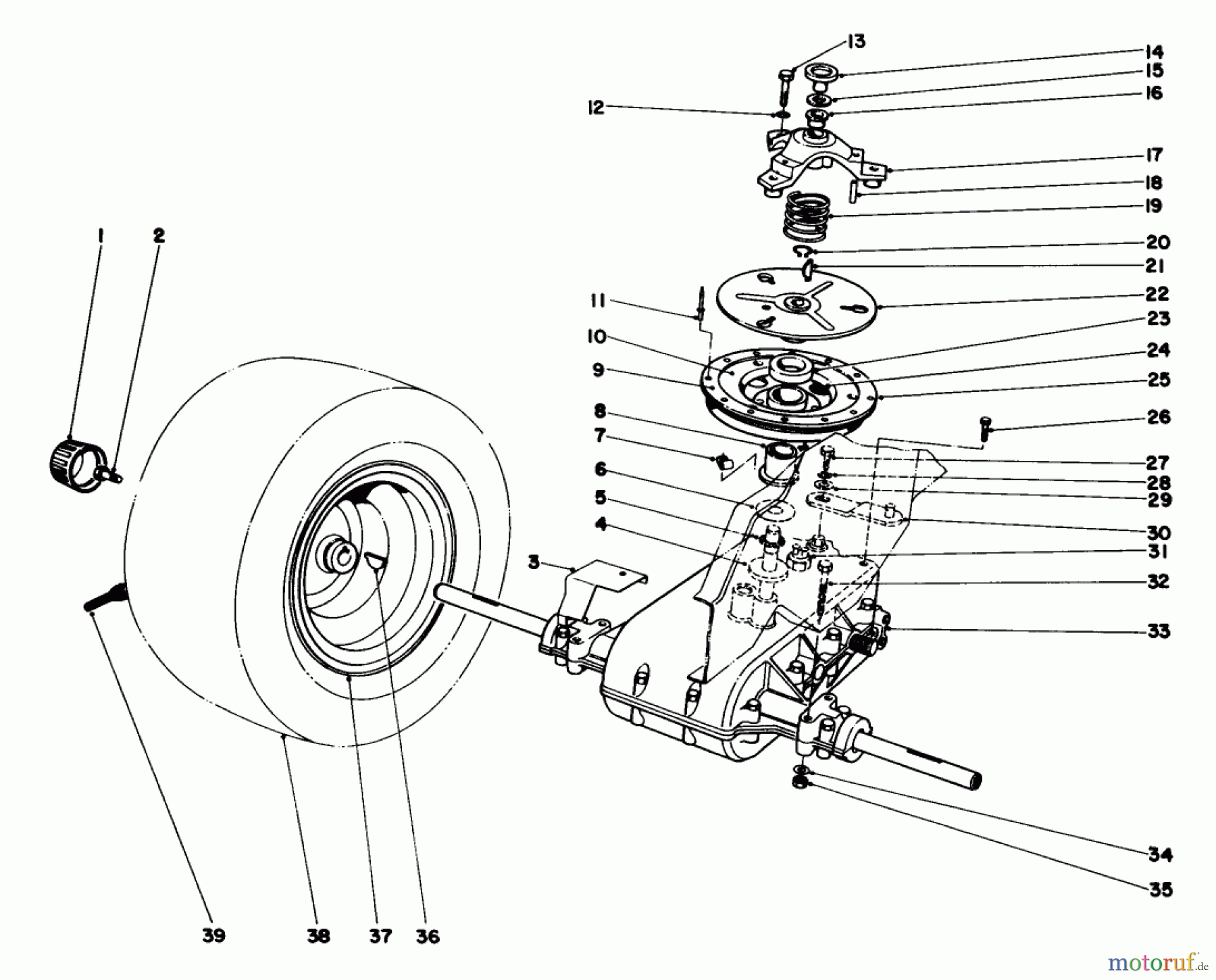  Toro Neu Mowers, Lawn & Garden Tractor Seite 1 57356 (11-42) - Toro 11-42 Lawn Tractor, 1982 (2000001-2999999) TRANSAXLE & CLUTCH ASSEMBLY