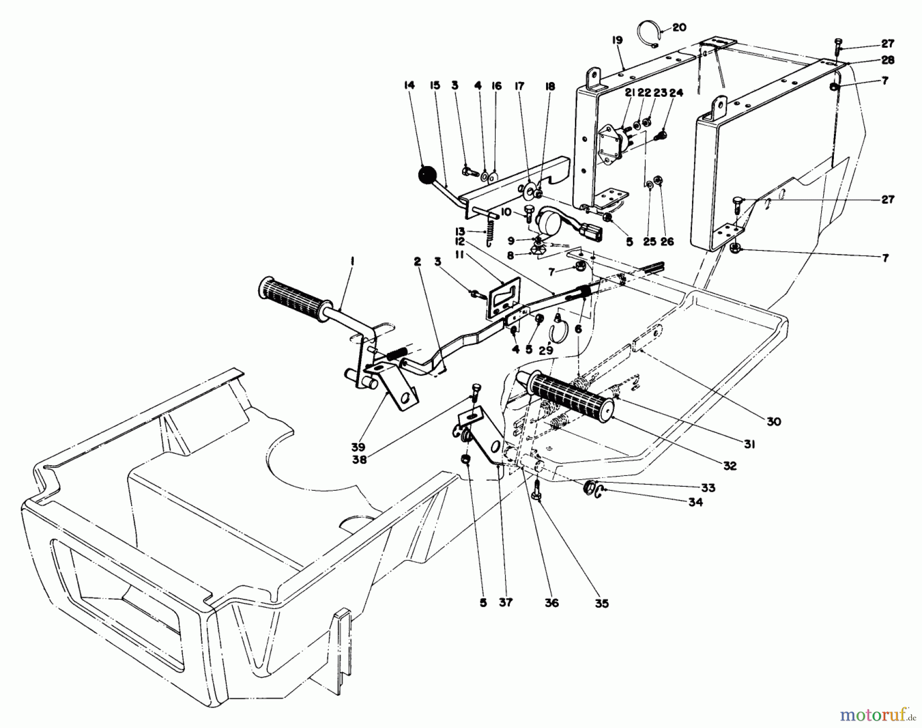 Toro Neu Mowers, Lawn & Garden Tractor Seite 1 57356 (11-42) - Toro 11-42 Lawn Tractor, 1983 (3000001-3999999) BRAKE & CLUTCH PEDAL ASSEMBLY