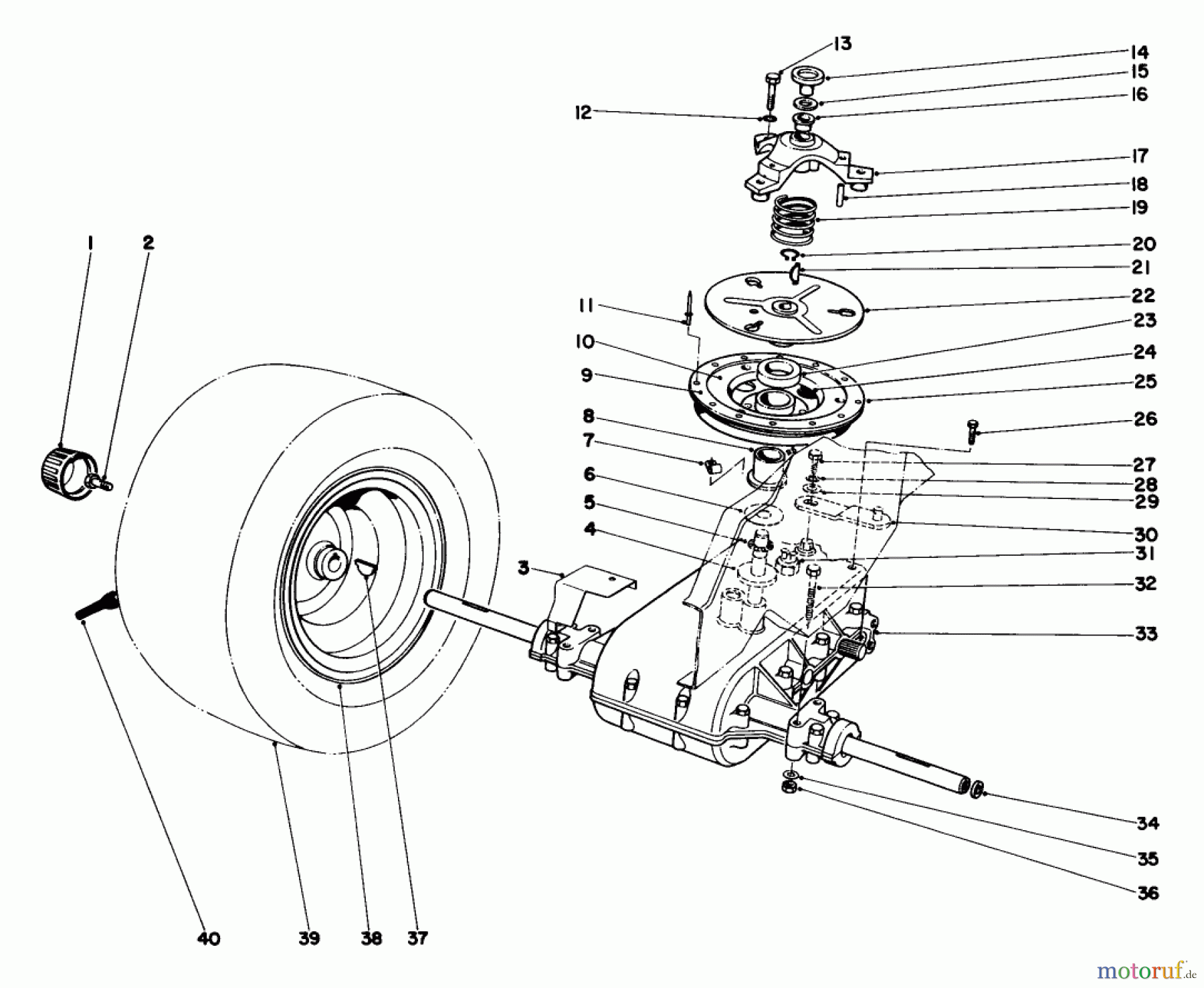 Toro Neu Mowers, Lawn & Garden Tractor Seite 1 57356 (11-42) - Toro 11-42 Lawn Tractor, 1983 (3000001-3999999) TRANSAXLE & CLUTCH ASSEMBLY