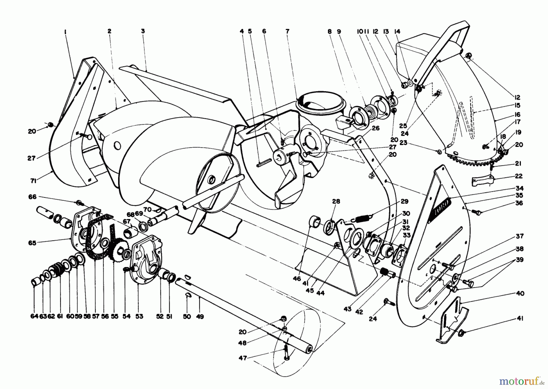 Toro Neu Mowers, Lawn & Garden Tractor Seite 1 57356 (11-42) - Toro 11-42 Lawn Tractor, 1984 (4000001-4999999) AUGER ASSEMBLY 36