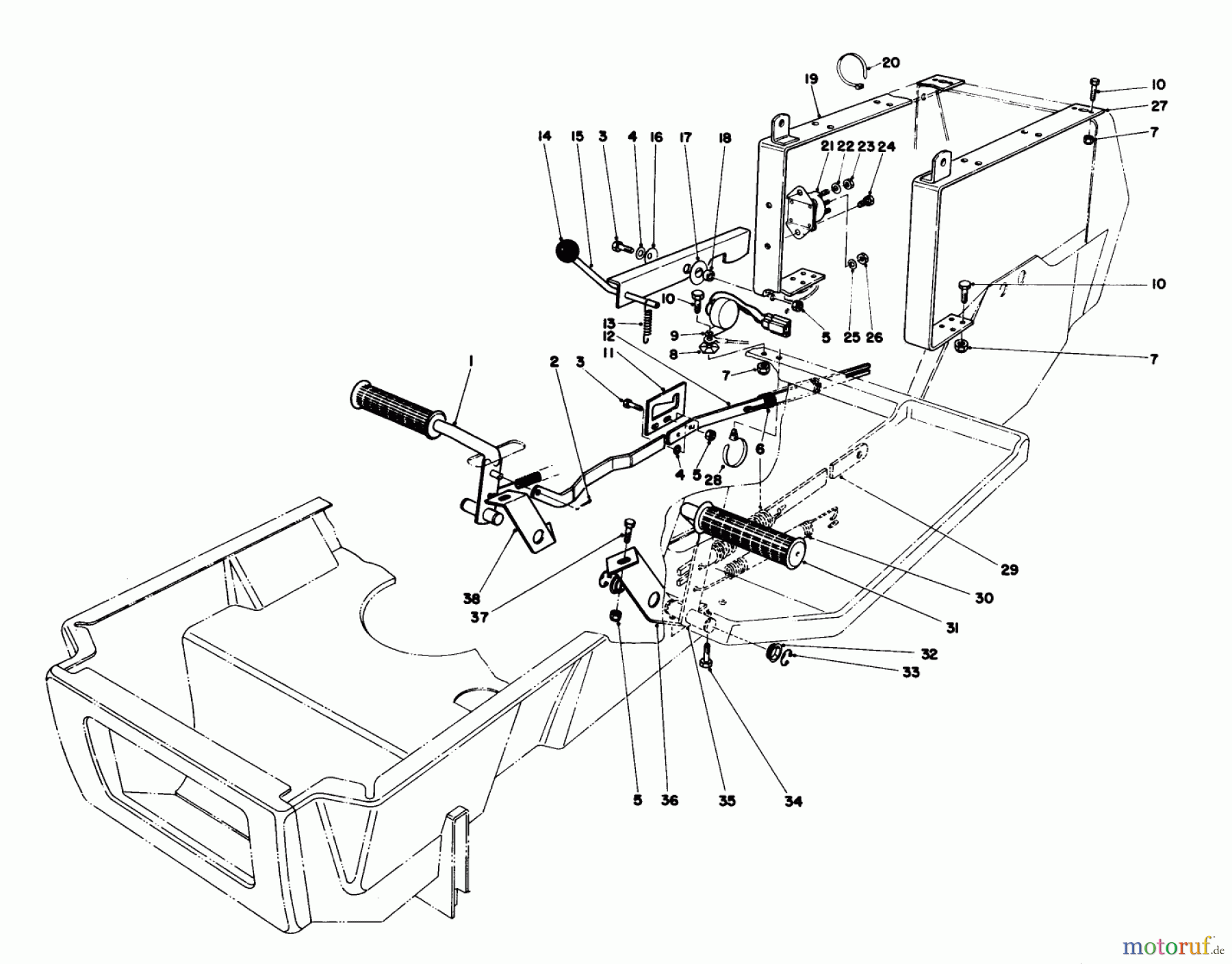 Toro Neu Mowers, Lawn & Garden Tractor Seite 1 57356 (11-42) - Toro 11-42 Lawn Tractor, 1984 (4000001-4999999) BRAKE & CLUTCH PEDAL ASSEMBLY