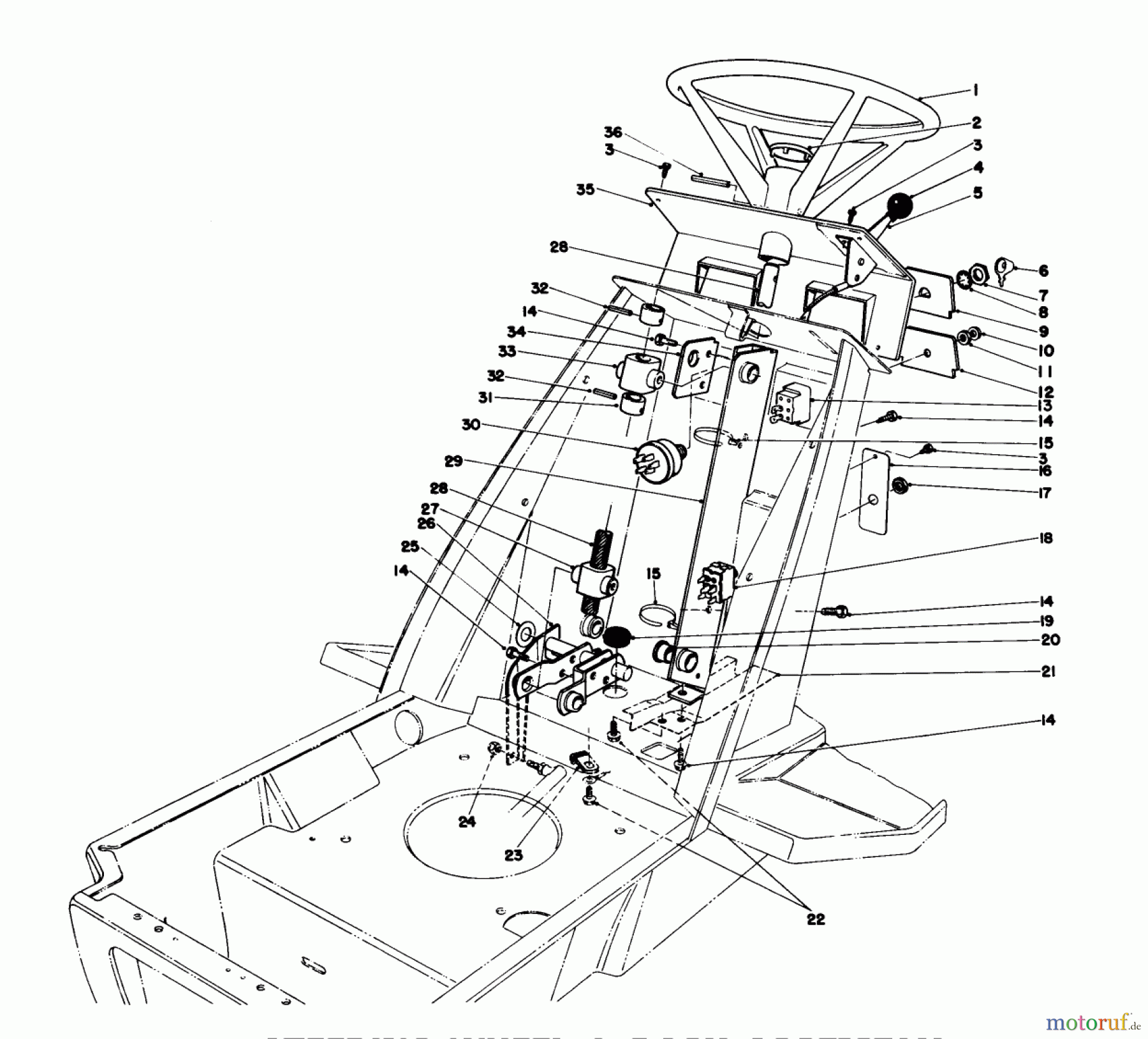  Toro Neu Mowers, Lawn & Garden Tractor Seite 1 57356 (11-42) - Toro 11-42 Lawn Tractor, 1984 (4000001-4999999) STEERING WHEEL & DASH ASSEMBLY
