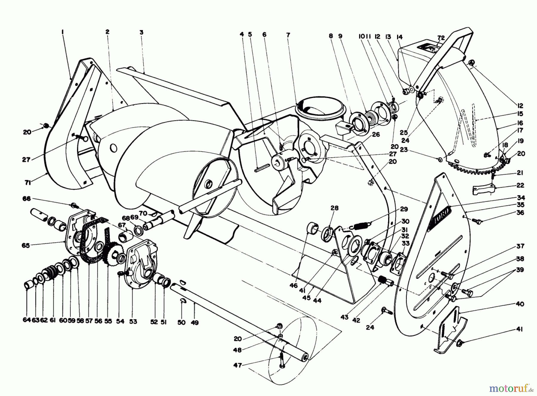 Toro Neu Mowers, Lawn & Garden Tractor Seite 1 57357 (11-44) - Toro 11-44 Lawn Tractor, 1985 (5000001-5999999) AUGER ASSEMBLY 36