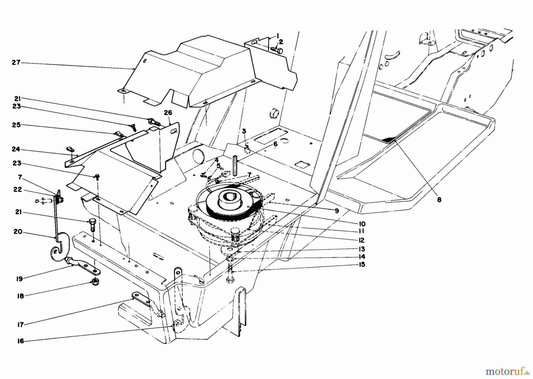 Toro Neu Mowers, Lawn & Garden Tractor Seite 1 57356 (11-42) - Toro 11-42 Lawn Tractor, 1985 (5000001-5999999) CLUTCH & PULLEY ASSEMBLY
