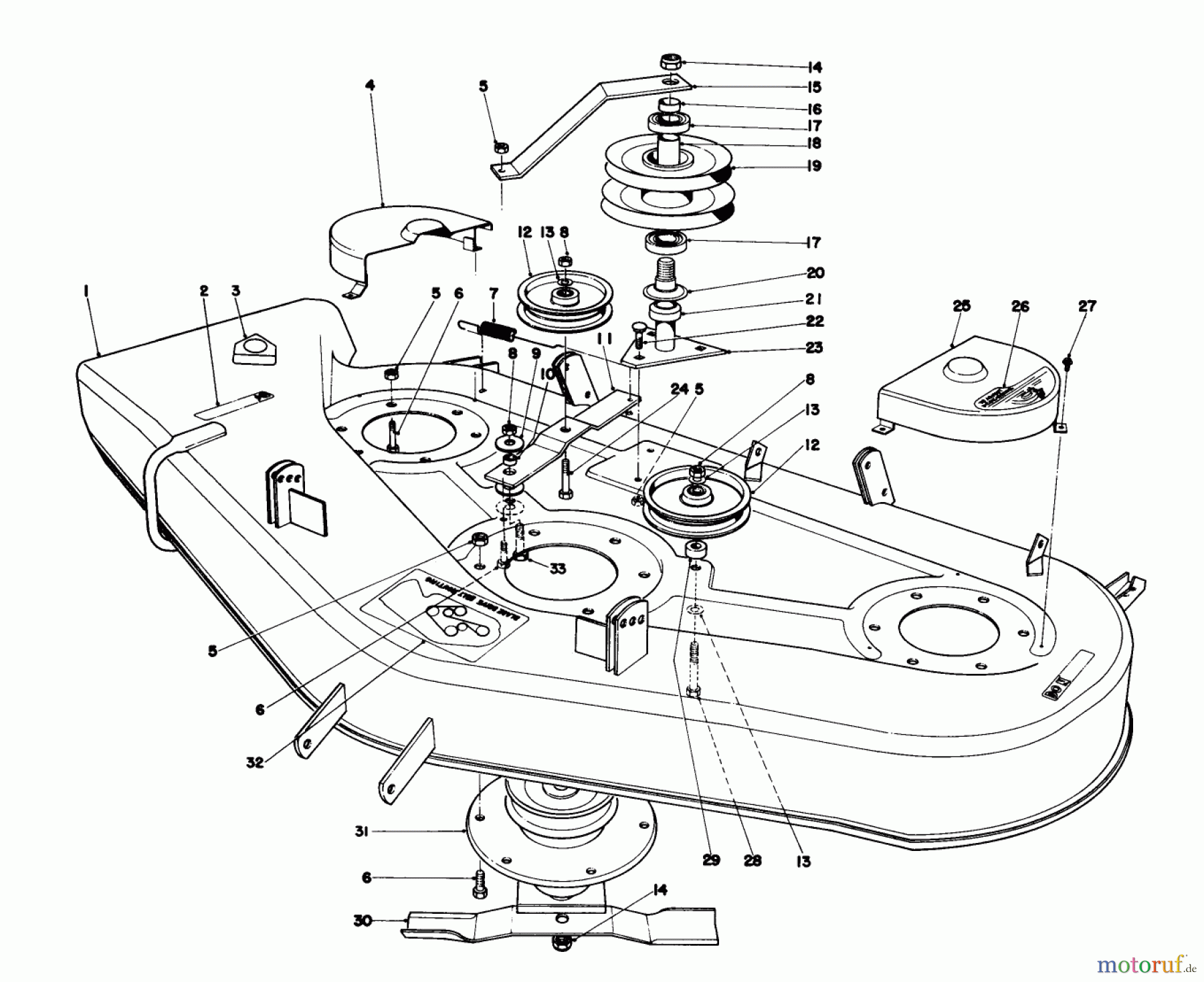 Toro Neu Mowers, Lawn & Garden Tractor Seite 1 57356 (11-42) - Toro 11-42 Lawn Tractor, 1985 (5000001-5999999) CUTTING DECK