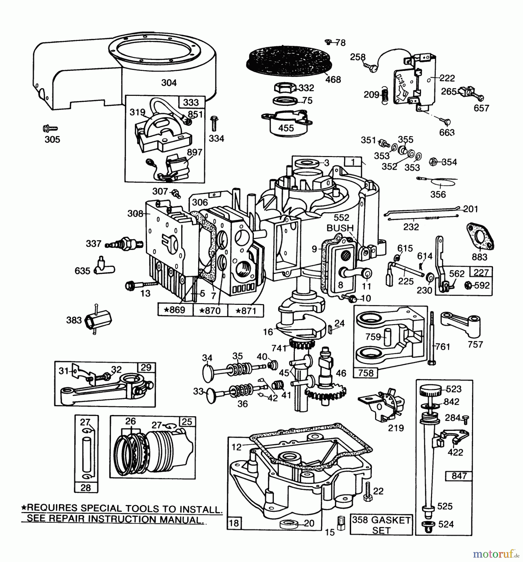  Toro Neu Mowers, Lawn & Garden Tractor Seite 1 57357 (11-44) - Toro 11-44 Lawn Tractor, 1985 (5000001-5999999) ENGINE BRIGGS & STRATTON MODEL 253707-0157-01 #1