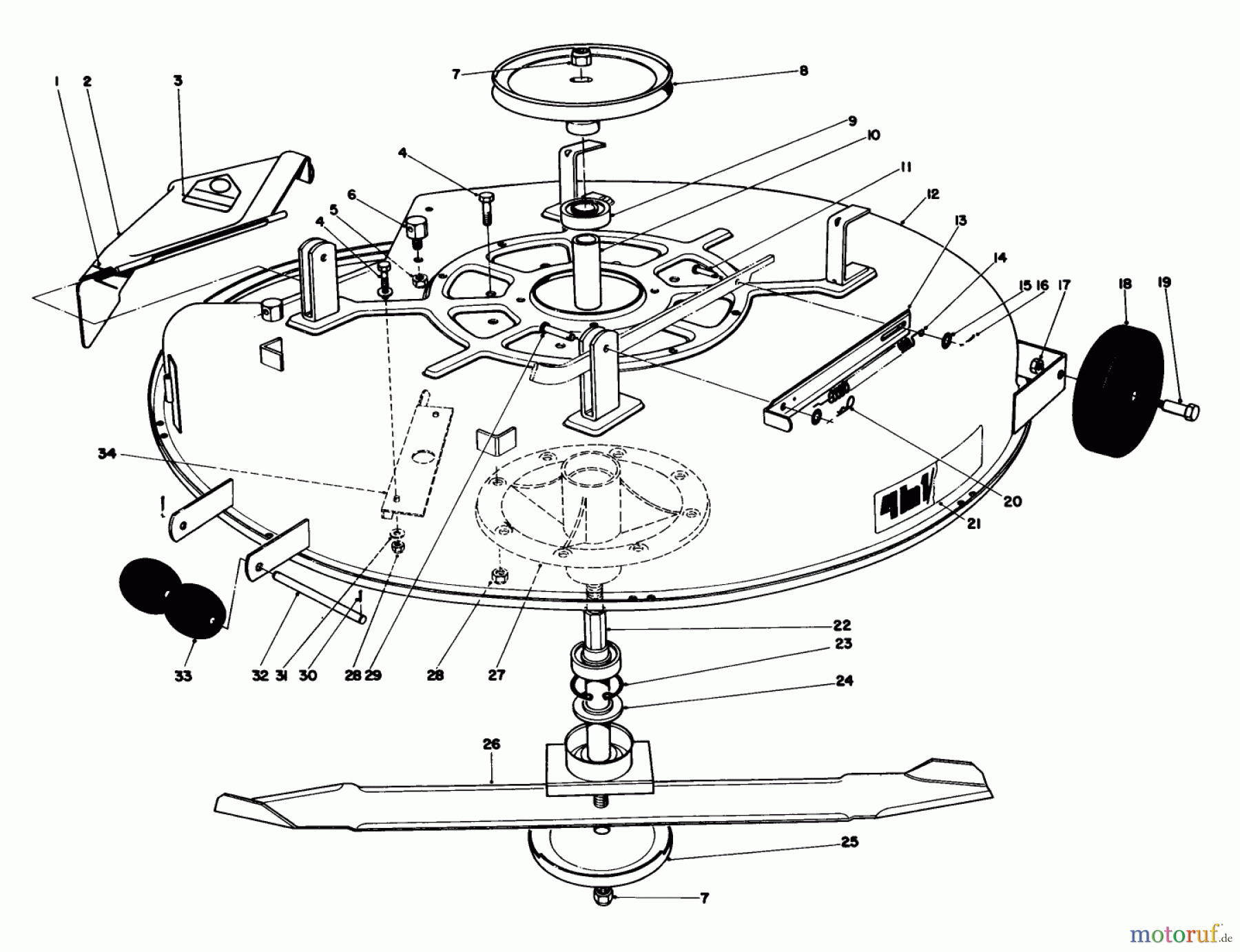Toro Neu Mowers, Lawn & Garden Tractor Seite 1 57360 (11-32) - Toro 11-32 Lawn Tractor, 1987 (7000001-7999999) CUTTING DECK MODEL 59130
