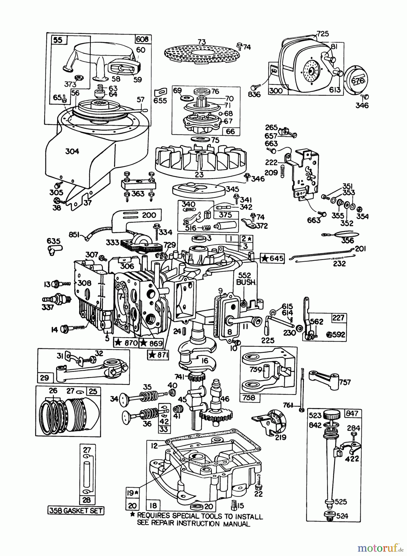 Toro Neu Mowers, Lawn & Garden Tractor Seite 1 57375 - Toro 8 hp Front Engine Rider, 1980 (0000001-0999999) ENGINE BRIGGS & STRATTON MODEL 191702-5652-01 #1
