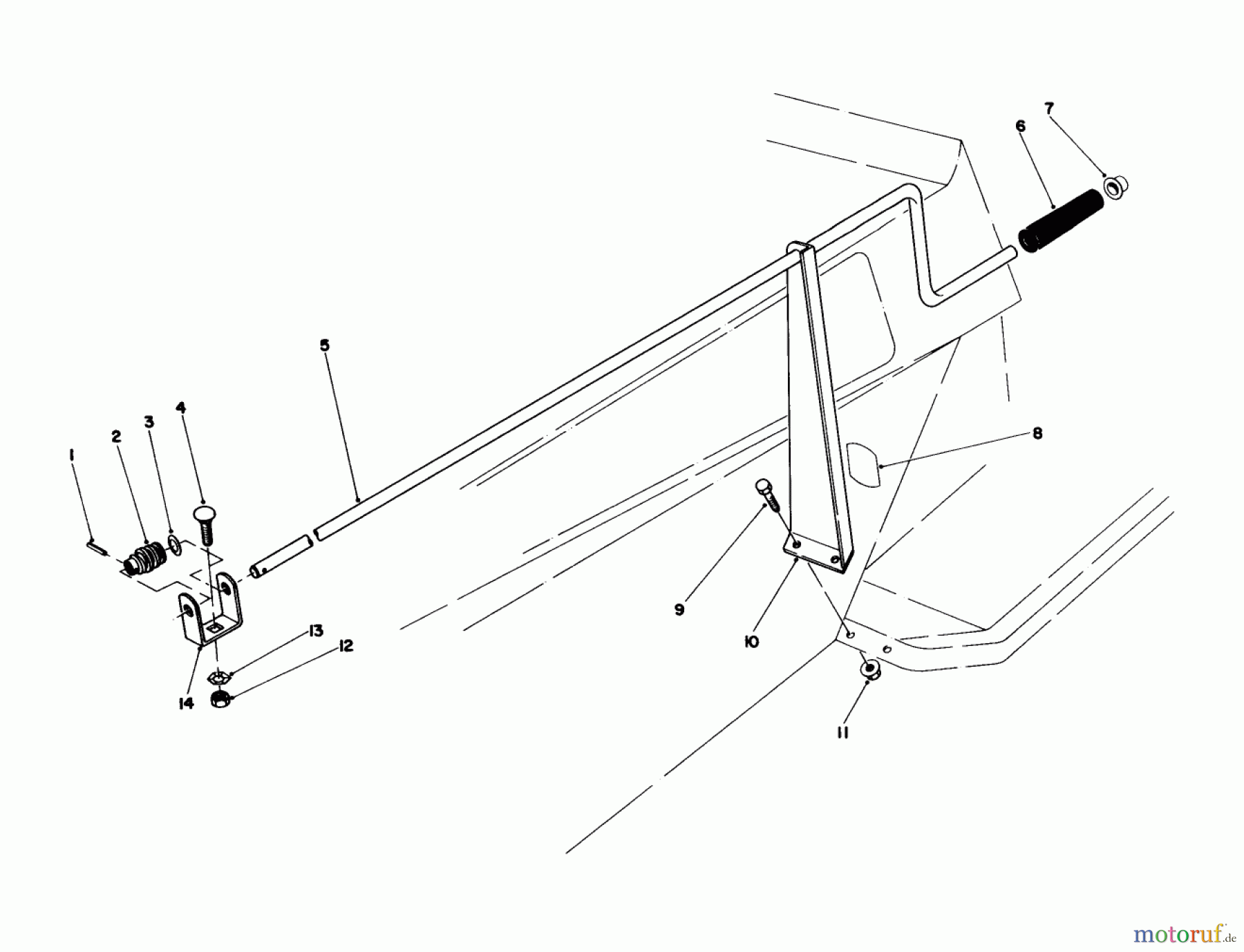 Toro Neu Mowers, Lawn & Garden Tractor Seite 1 57430 (12-44) - Toro 12-44 Pro Lawn Tractor, 1988 (8000001-8999999) CHUTE CONTROL ASSEMBLY 36