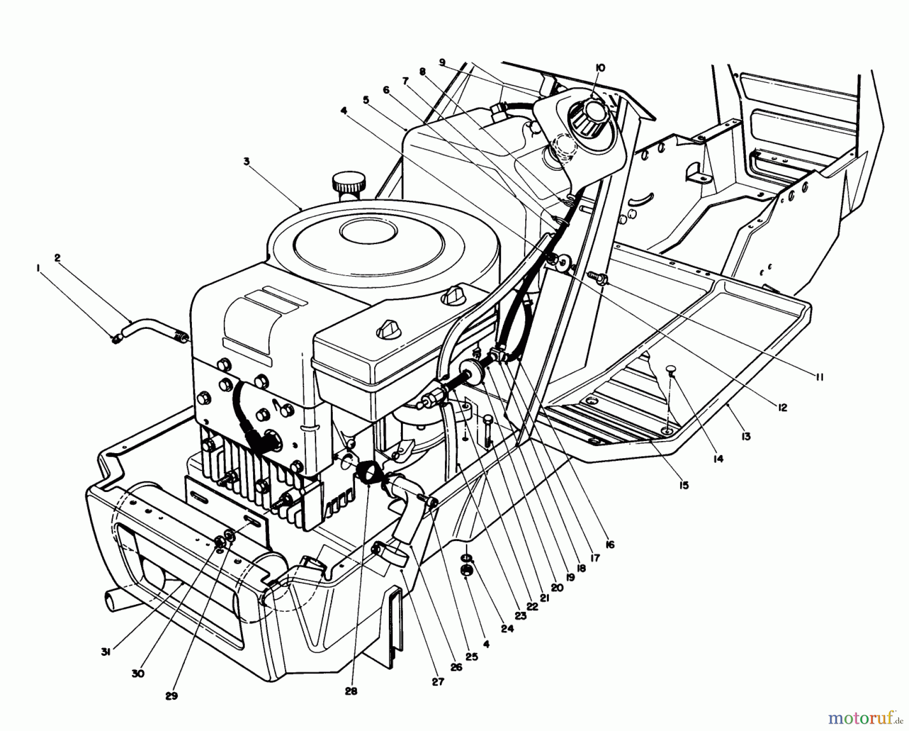 Toro Neu Mowers, Lawn & Garden Tractor Seite 1 57430 (12-44) - Toro 12-44 Pro Lawn Tractor, 1988 (8000001-8999999) ENGINE ASSEMBLY