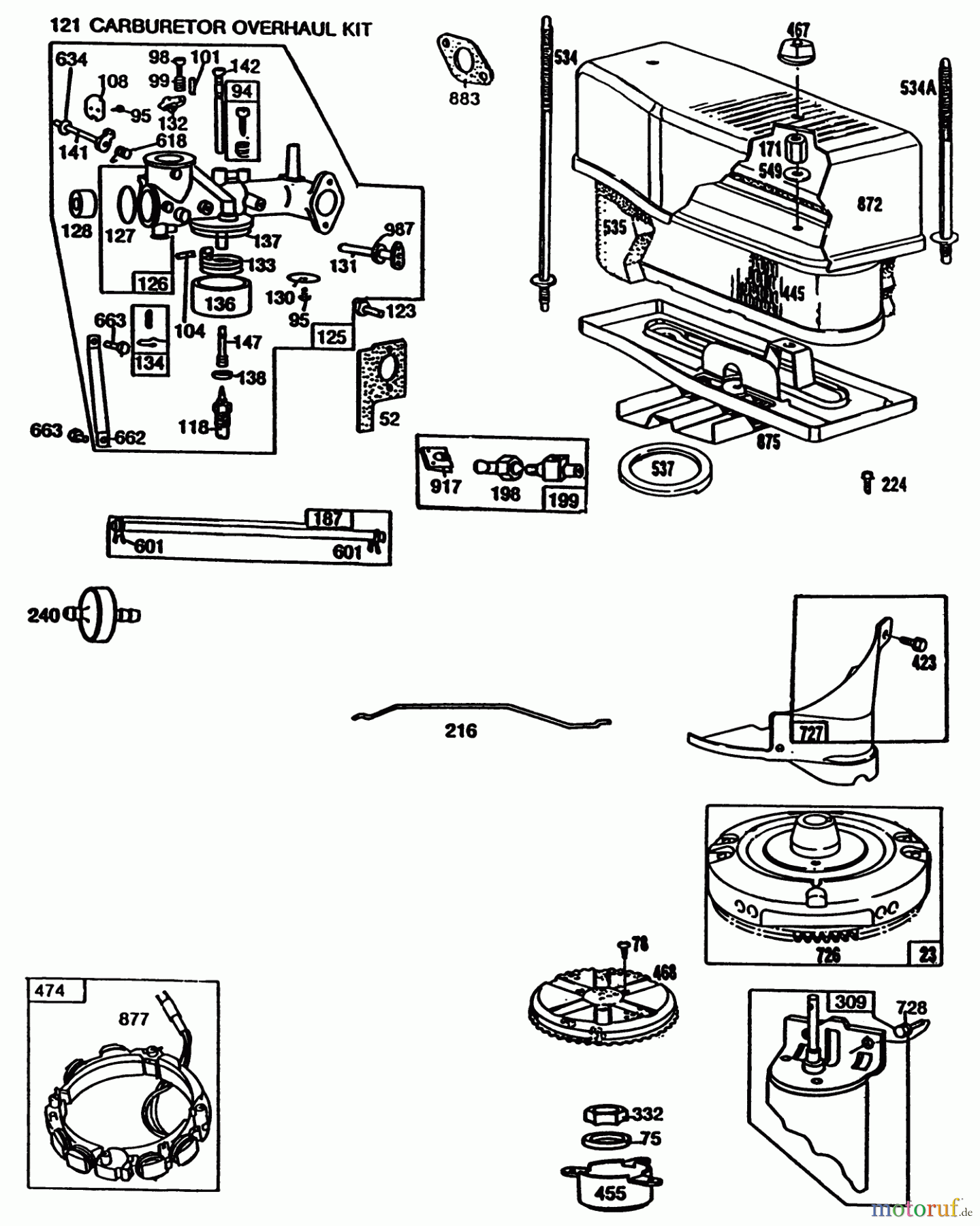 Toro Neu Mowers, Lawn & Garden Tractor Seite 1 57430 (12-44) - Toro 12-44 Pro Lawn Tractor, 1988 (8000001-8999999) ENGINE BRIGGS & STRATTON MODEL 281707-0165-01 #3