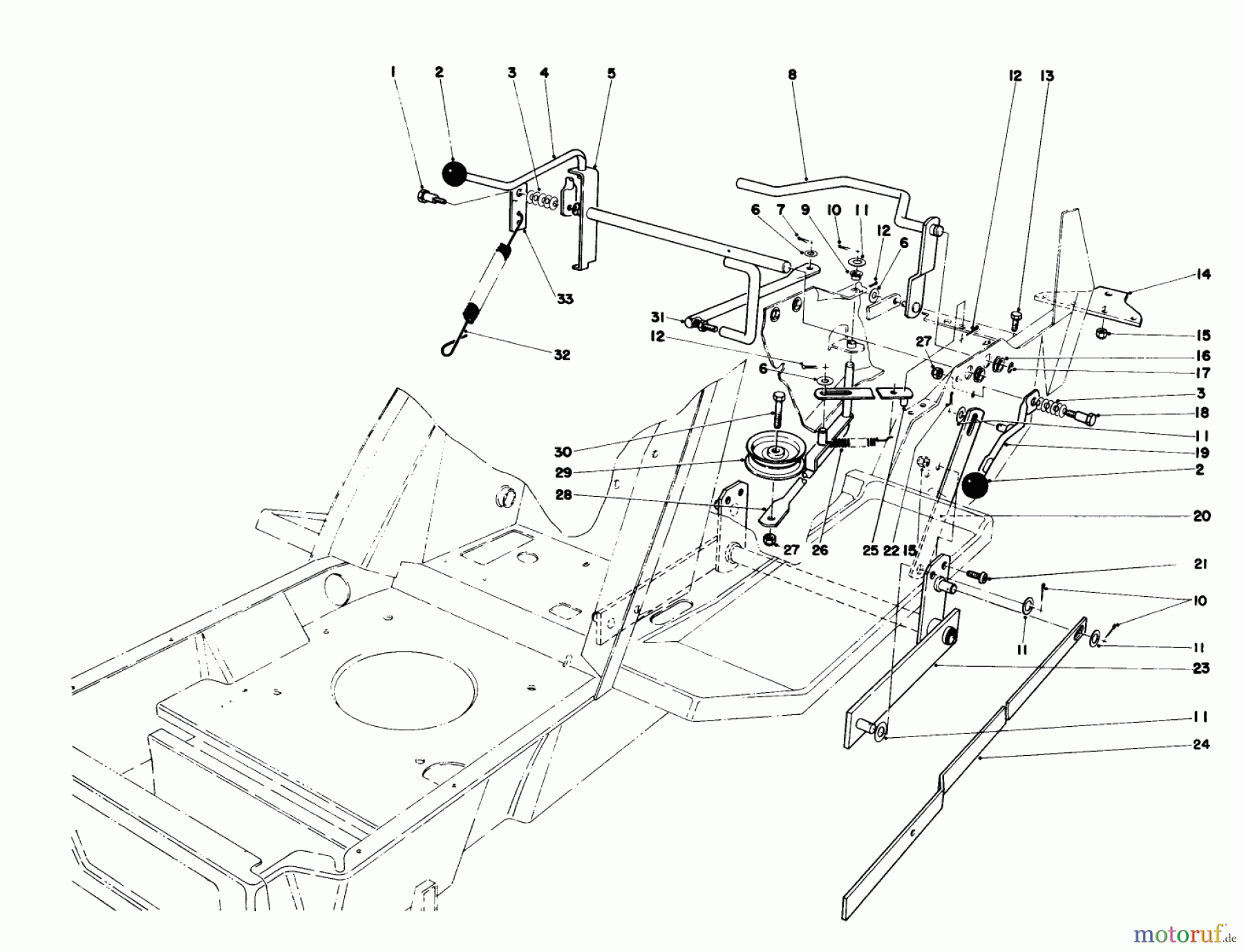 Toro Neu Mowers, Lawn & Garden Tractor Seite 1 57430 (12-44) - Toro 12-44 Pro Lawn Tractor, 1988 (8000001-8999999) SHIFT & CLUTCH ASSEMBLY