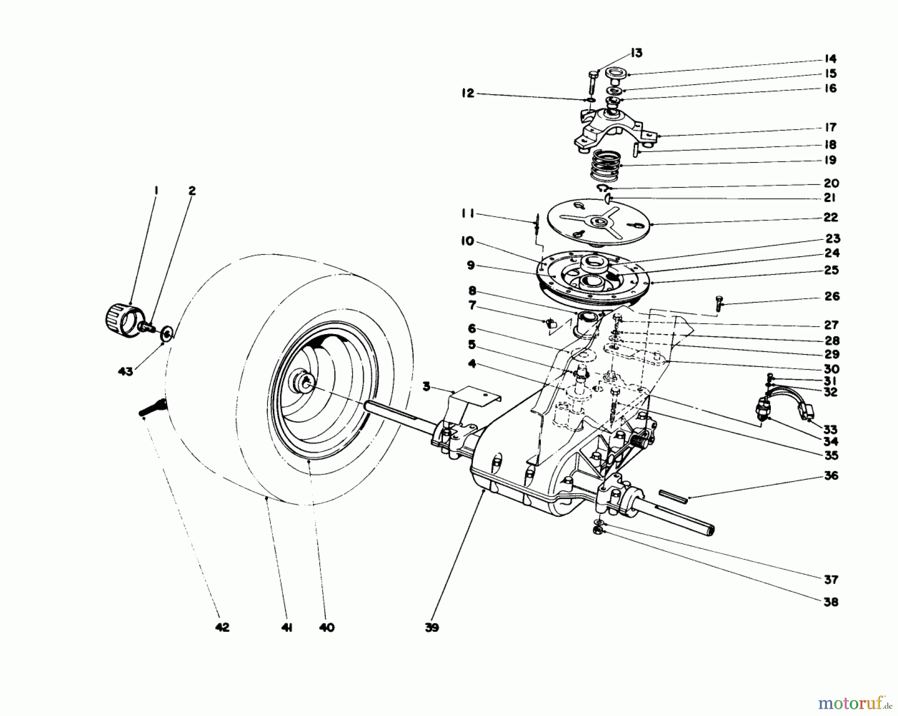 Toro Neu Mowers, Lawn & Garden Tractor Seite 1 57430 (12-44) - Toro 12-44 Pro Lawn Tractor, 1988 (8000001-8999999) TRANSAXLE & CLUTCH ASSEMBLY