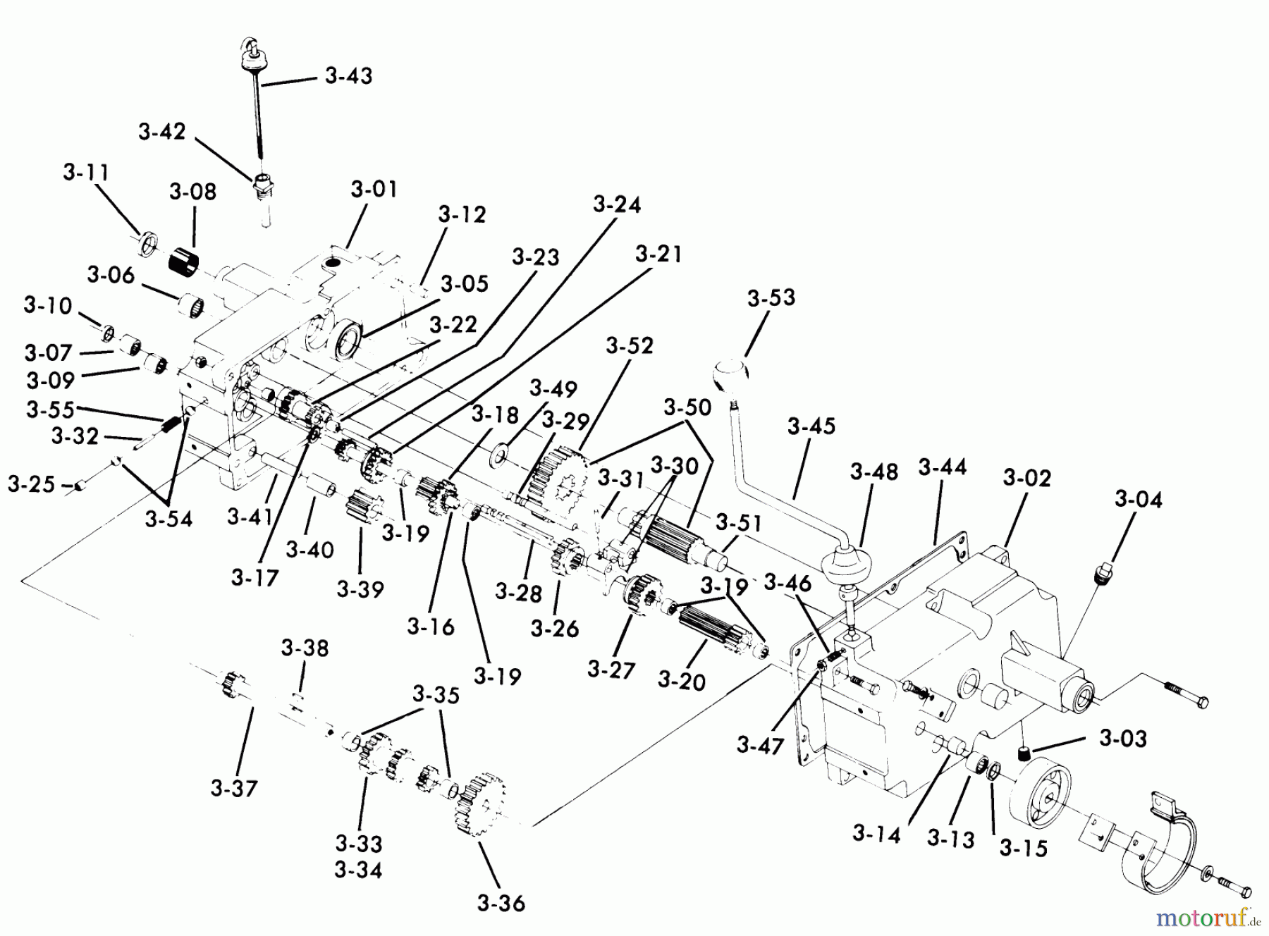 Toro Neu Mowers, Lawn & Garden Tractor Seite 1 61-12K803 (C-120) - Toro C-120 8-Speed Tractor, 1976 3.000 TRANSMISSION 8-SPEED (FIG. 3A)