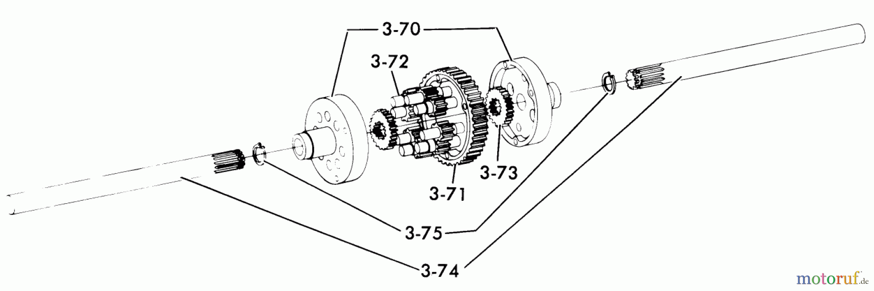Toro Neu Mowers, Lawn & Garden Tractor Seite 1 61-12K803 (C-120) - Toro C-120 8-Speed Tractor, 1976 3.070 DIFFERENTIAL (FIG. 3C)