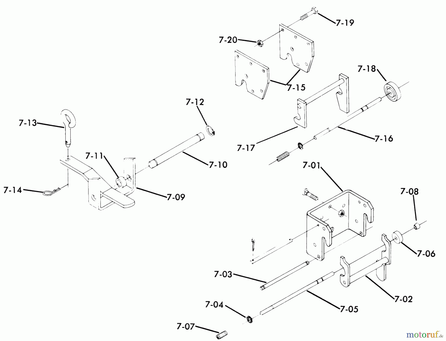 Toro Neu Mowers, Lawn & Garden Tractor Seite 1 61-07K802 (B-60) - Toro B-60 8-Speed Tractor, 1976 7.000 HITCH ASSEMBLIES (FIG. 7A)